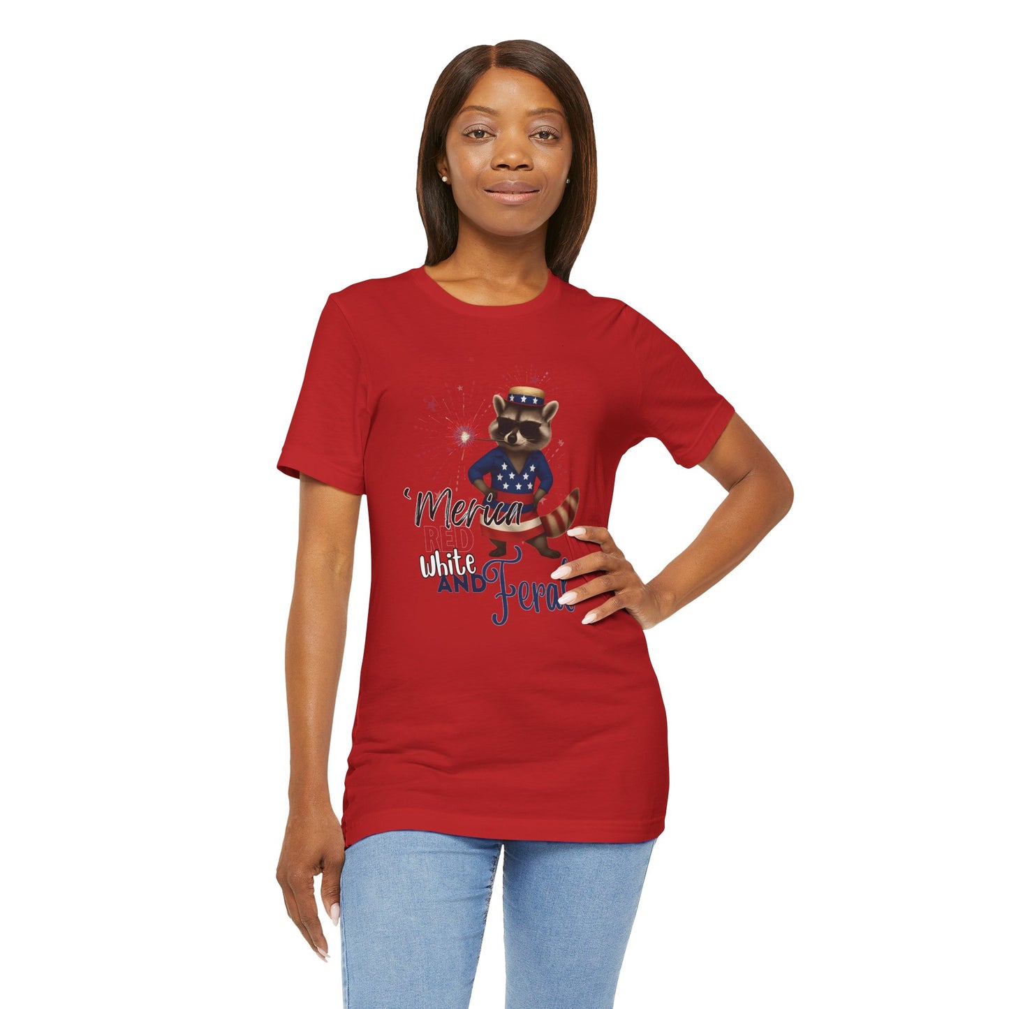 Patriotic T-Shirt, 'Merica Red White and Feral Shirt, Adult Humor Tshirt, July 4th T shirt, Independence Day, Red White and Blue, Racoon Tee