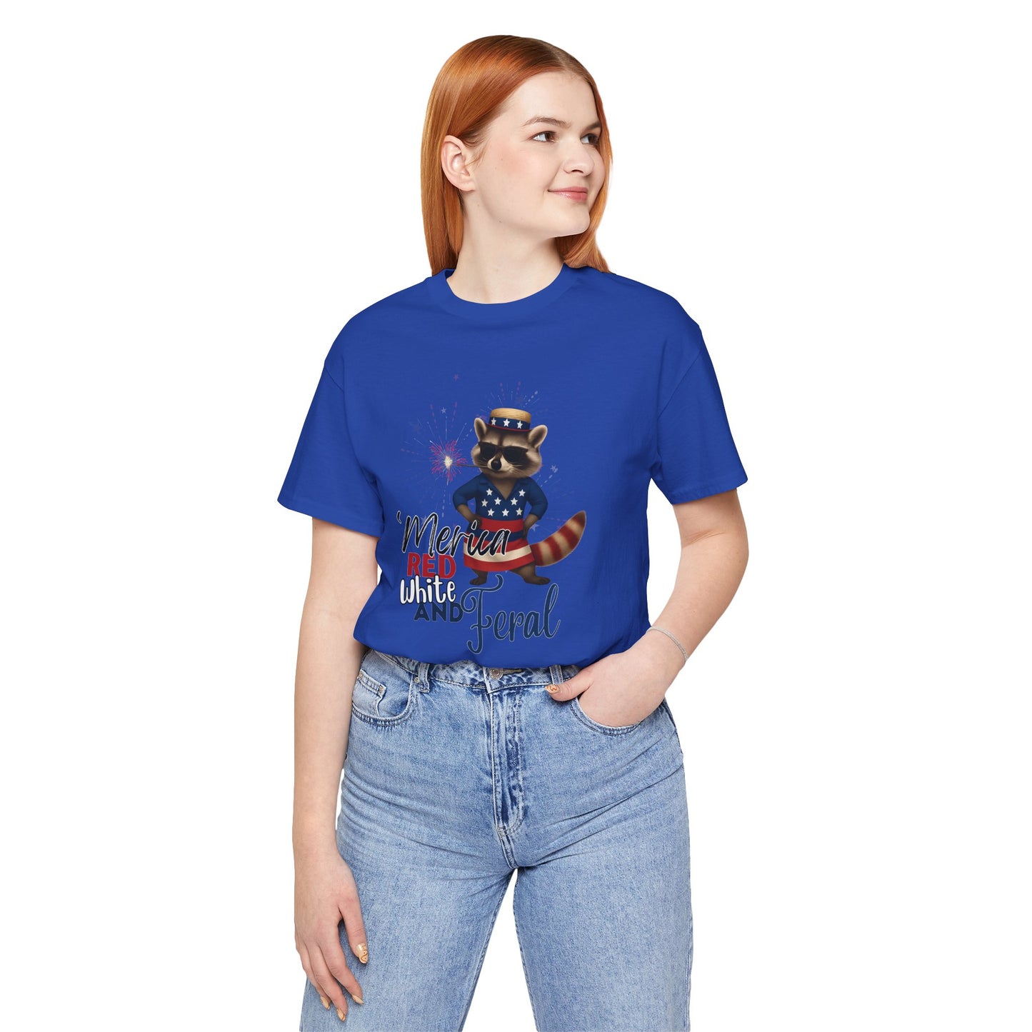 Patriotic T-Shirt, 'Merica Red White and Feral Shirt, Adult Humor Tshirt, July 4th T shirt, Independence Day, Red White and Blue, Racoon Tee