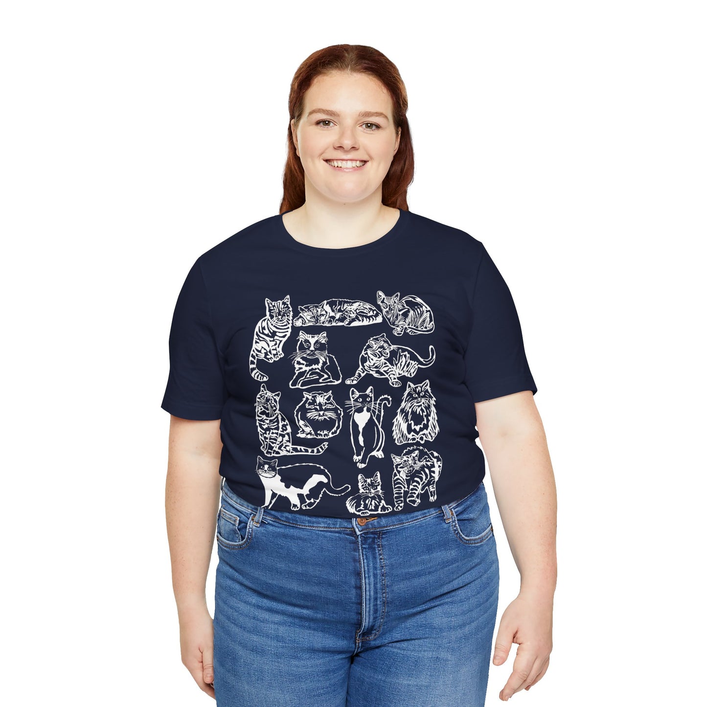 Cat Lover T-Shirt Gift for Cat Owner T Shirt with Cats, Cat Graphic Tee for Cat Lovers Top for Women, Cat T-shirt for Men, Striped Cat Shirt