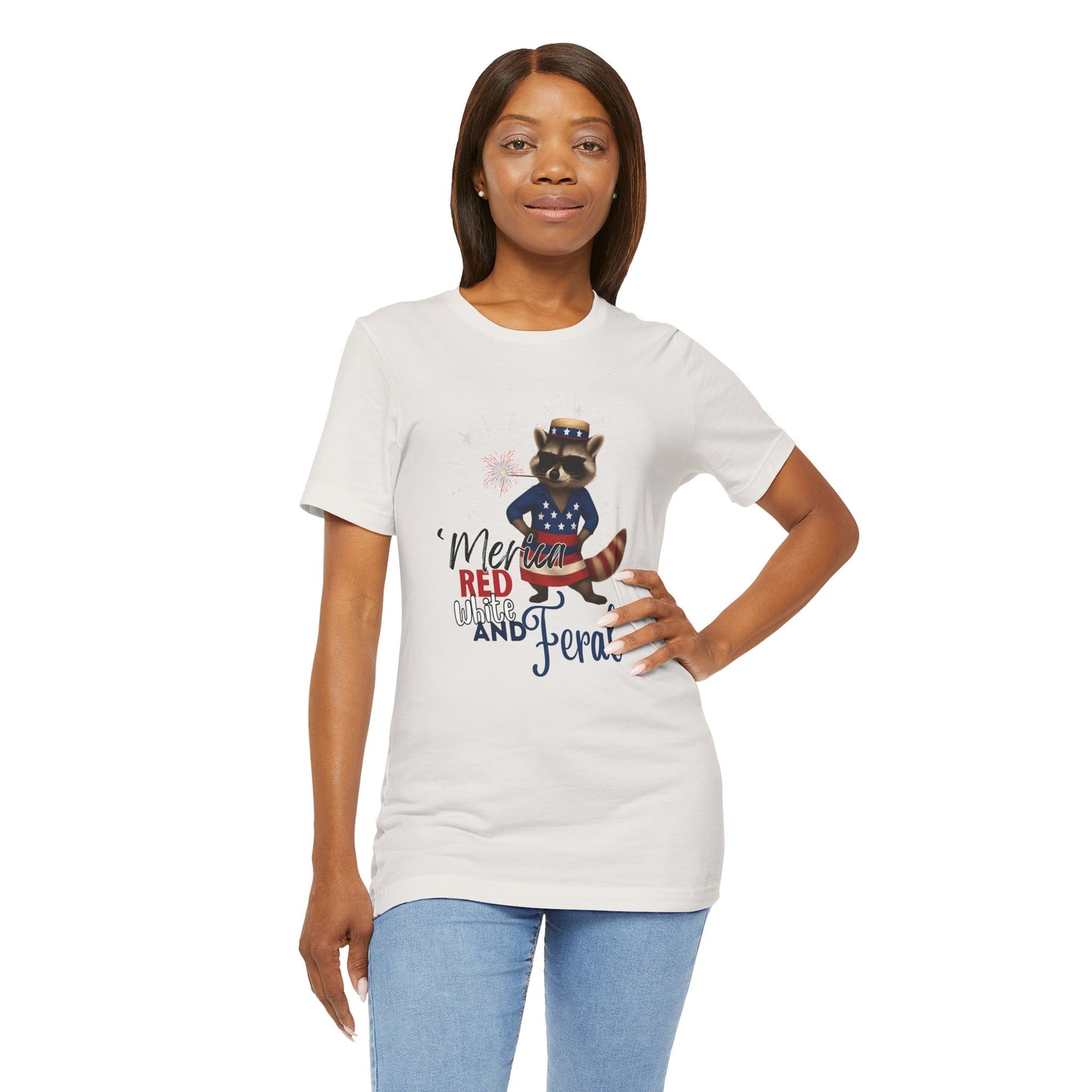 Patriotic T-Shirt, 'Merica Red White and Feral Shirt, Adult Humor Tshirt, July 4th T shirt, Independence Day, Red White and Blue, Racoon Tee