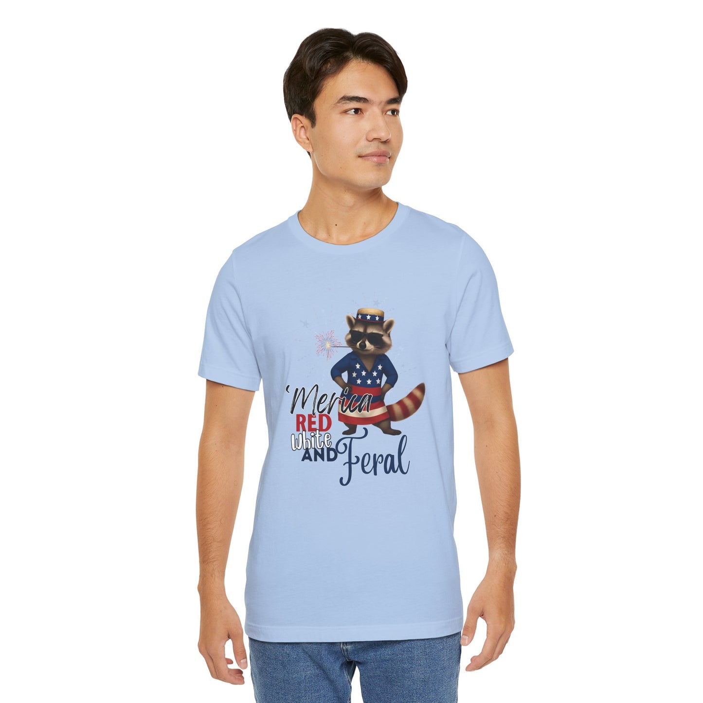 Patriotic T-Shirt, 'Merica Red White and Feral Shirt, Adult Humor Tshirt, July 4th T shirt, Independence Day, Red White and Blue, Racoon Tee