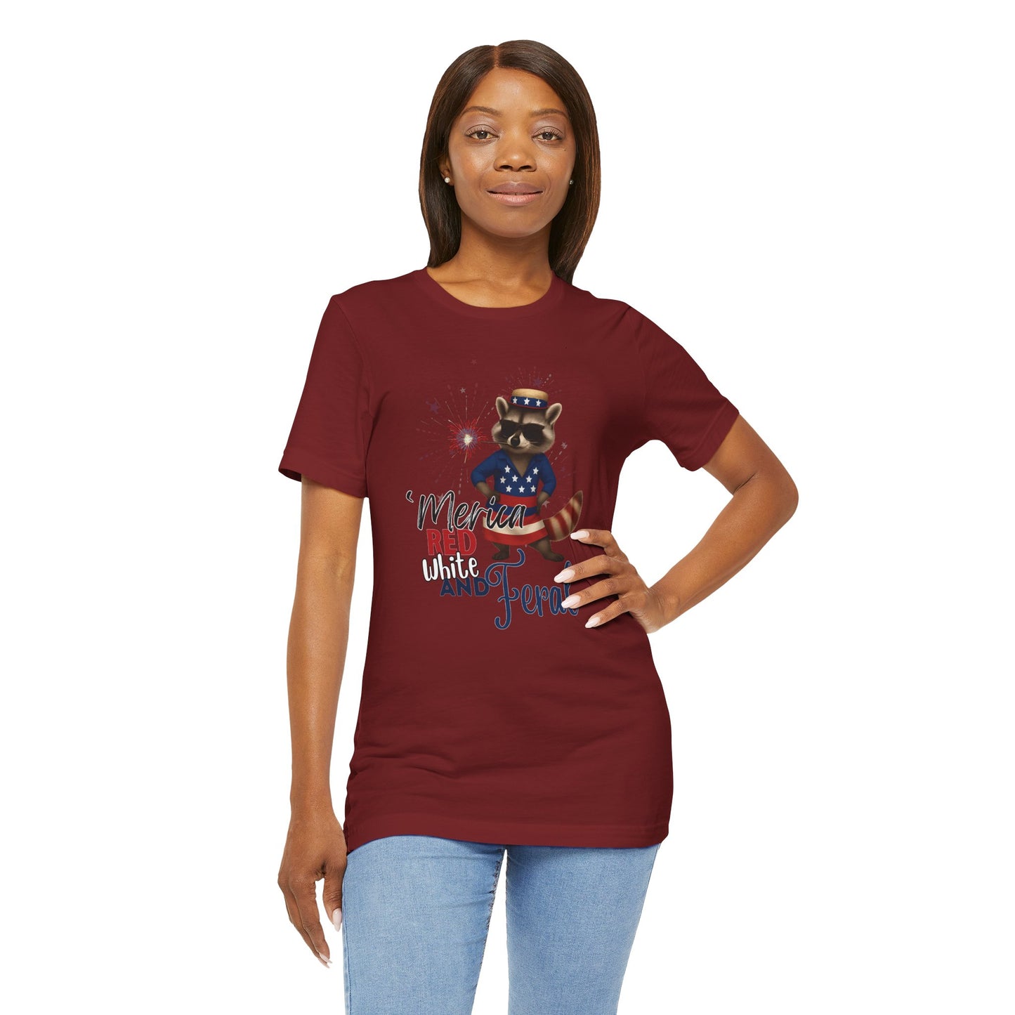Patriotic T-Shirt, 'Merica Red White and Feral Shirt, Adult Humor Tshirt, July 4th T shirt, Independence Day, Red White and Blue, Racoon Tee