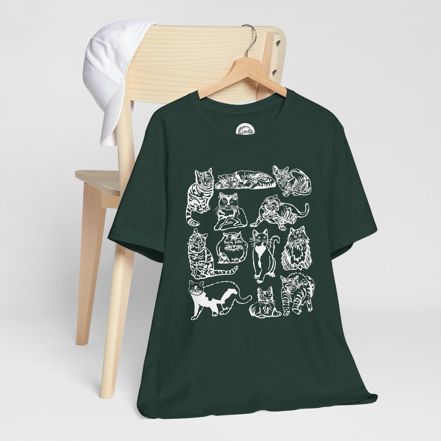 Cat Lover T-Shirt Gift for Cat Owner T Shirt with Cats, Cat Graphic Tee for Cat Lovers Top for Women, Cat T-shirt for Men, Striped Cat Shirt