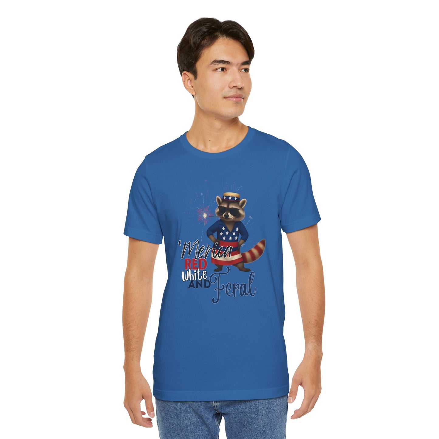 Patriotic T-Shirt, 'Merica Red White and Feral Shirt, Adult Humor Tshirt, July 4th T shirt, Independence Day, Red White and Blue, Racoon Tee