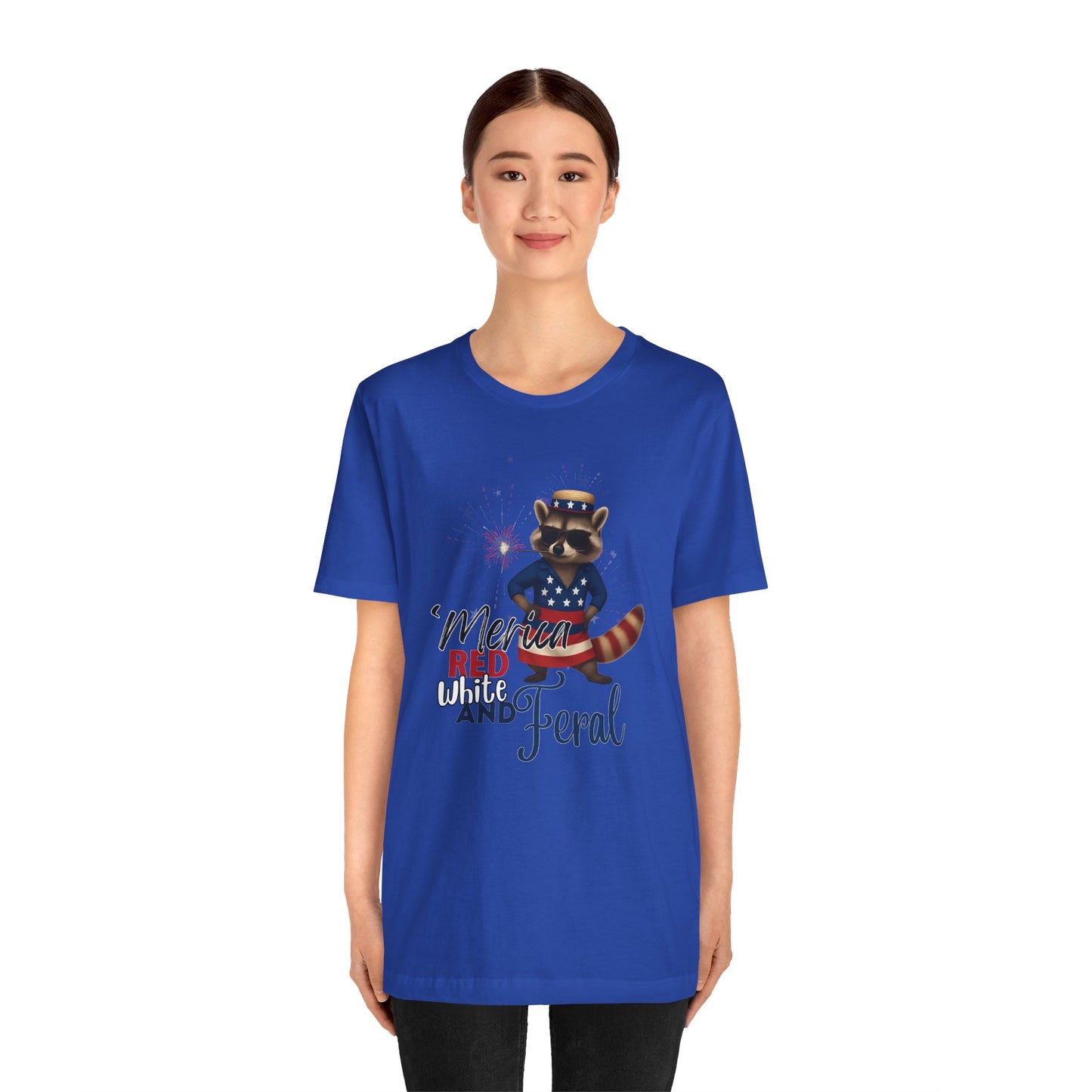 Patriotic T-Shirt, 'Merica Red White and Feral Shirt, Adult Humor Tshirt, July 4th T shirt, Independence Day, Red White and Blue, Racoon Tee