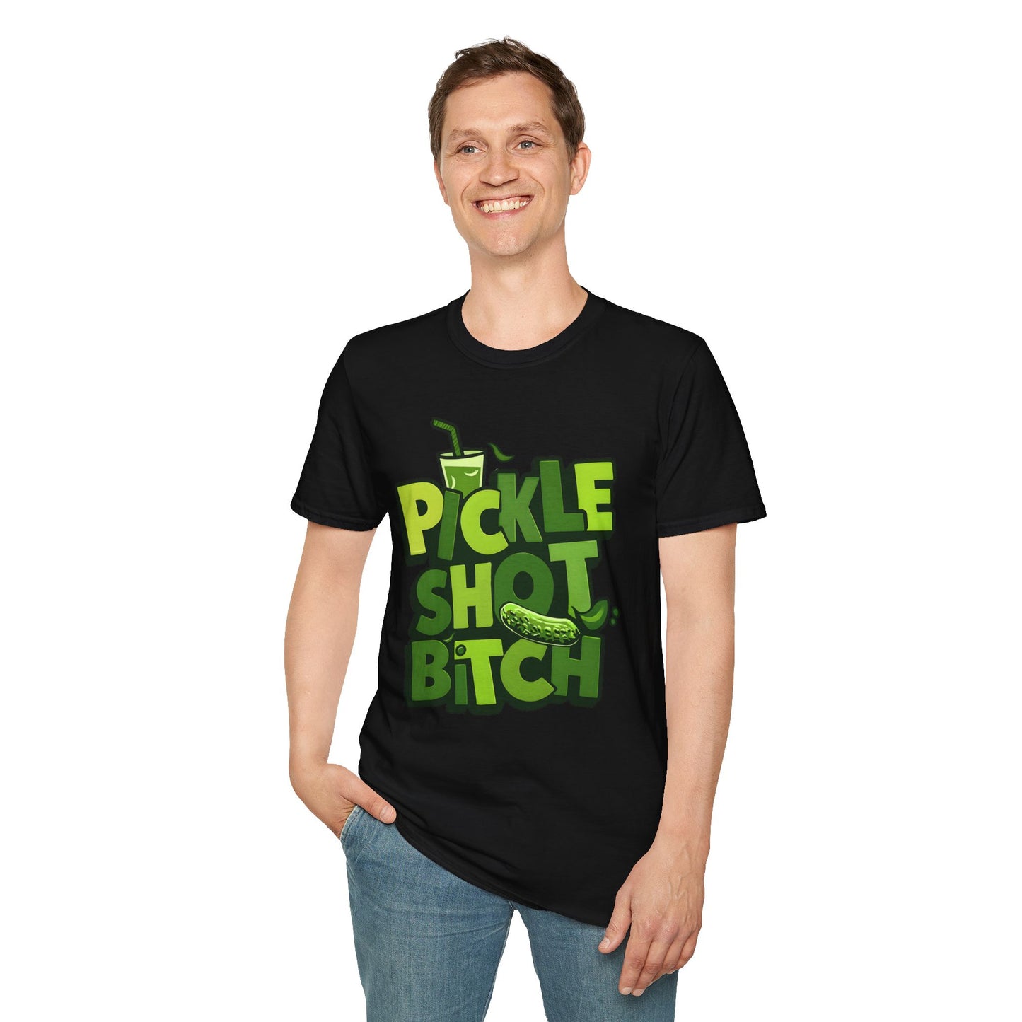 Pickle Shot Bitch T-Shirt, Pickle Shirt, Shot Tshirt, Fun Party T Shirt, Retro Bartender Shirt, Gift for Shot Lovers, Gift for Pickle Lover