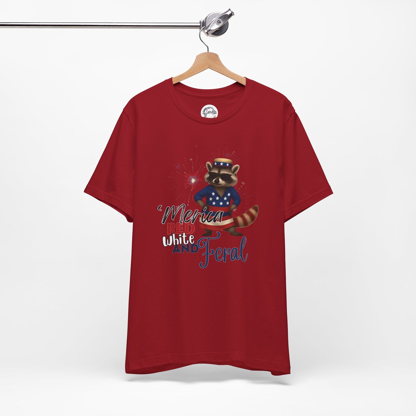 Patriotic T-Shirt, 'Merica Red White and Feral Shirt, Adult Humor Tshirt, July 4th T shirt, Independence Day, Red White and Blue, Racoon Tee