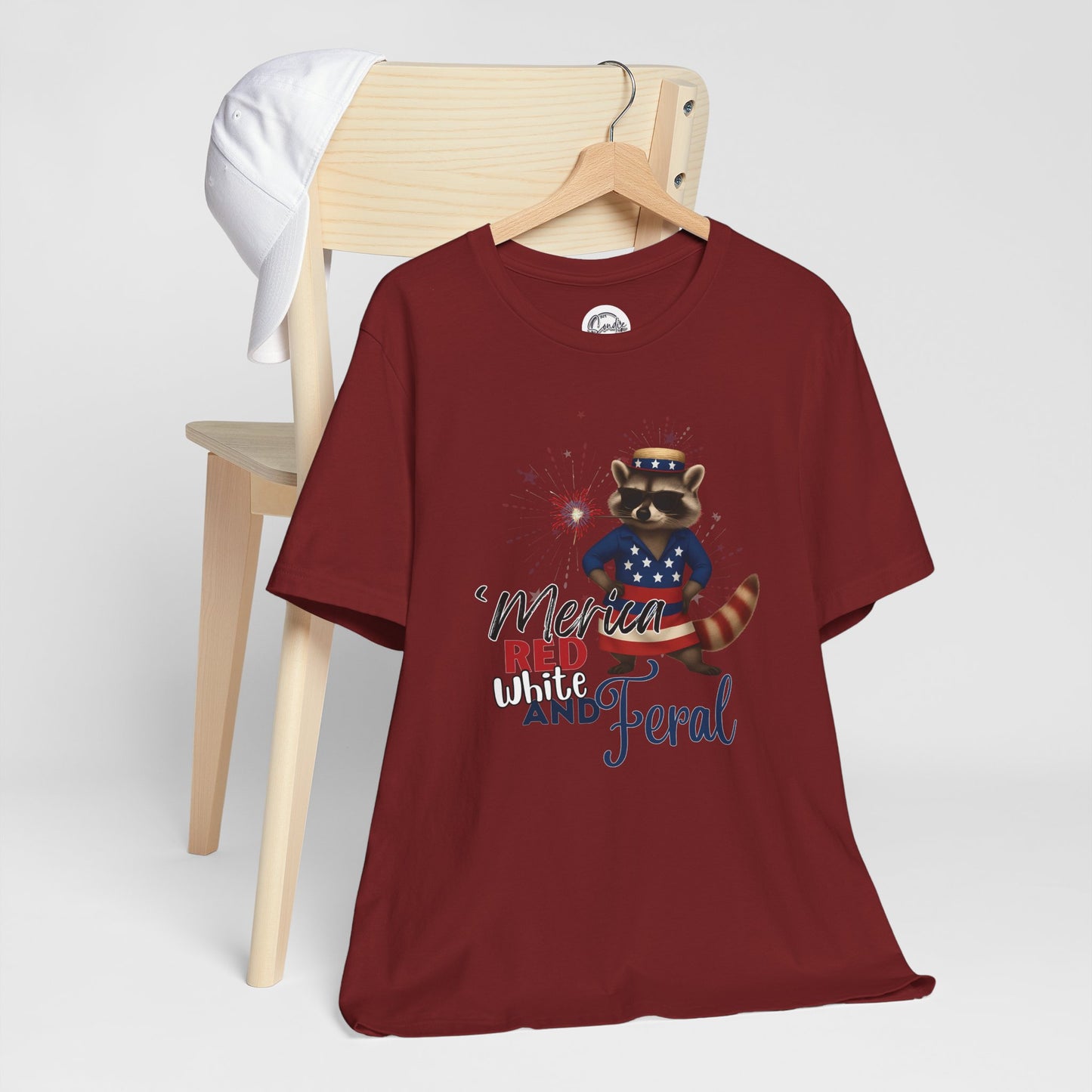 Patriotic T-Shirt, 'Merica Red White and Feral Shirt, Adult Humor Tshirt, July 4th T shirt, Independence Day, Red White and Blue, Racoon Tee