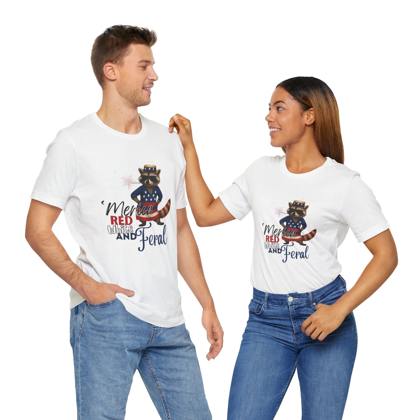 Patriotic T-Shirt, 'Merica Red White and Feral Shirt, Adult Humor Tshirt, July 4th T shirt, Independence Day, Red White and Blue, Racoon Tee