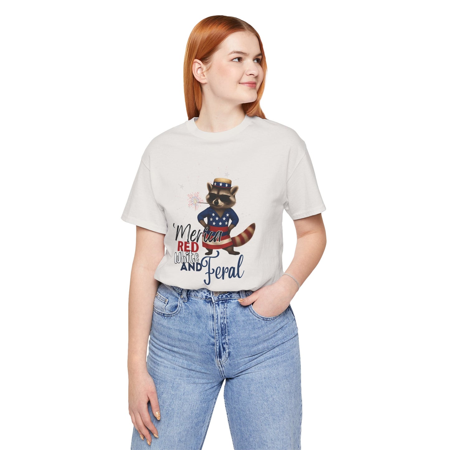 Patriotic T-Shirt, 'Merica Red White and Feral Shirt, Adult Humor Tshirt, July 4th T shirt, Independence Day, Red White and Blue, Racoon Tee