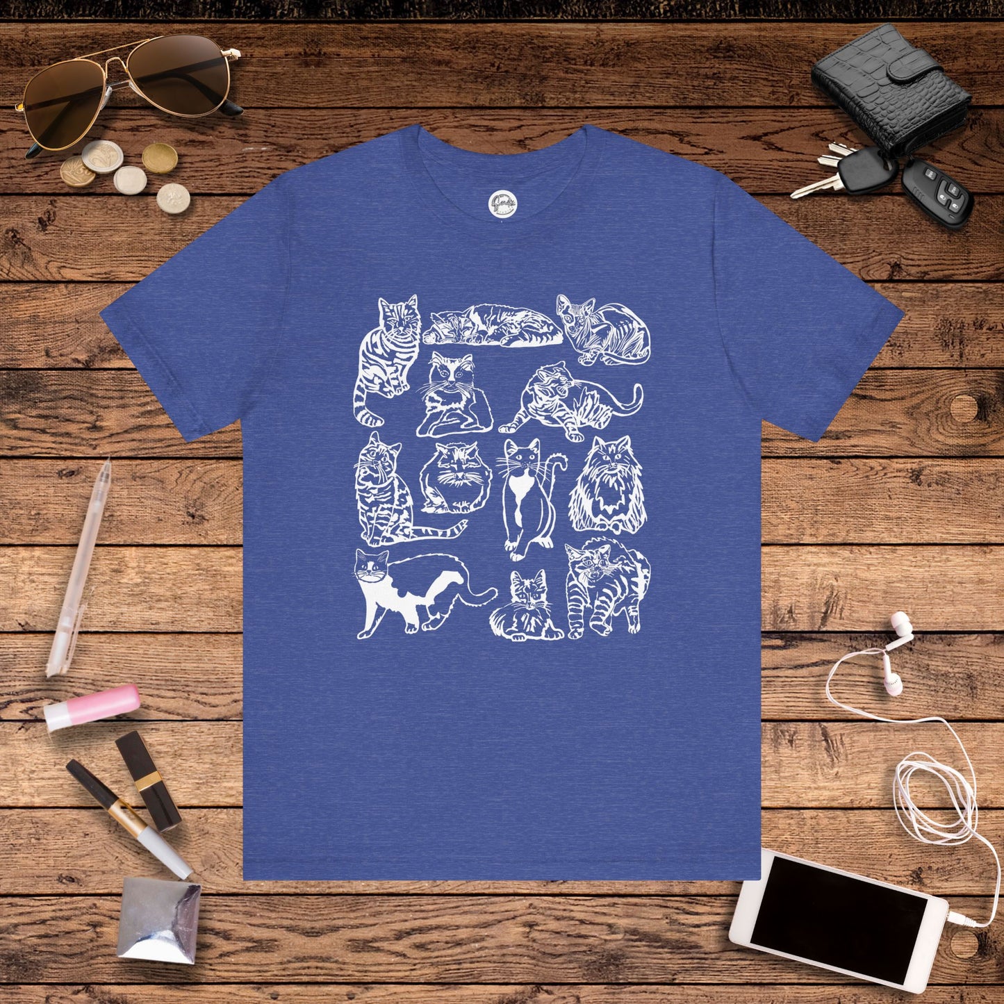 Cat Lover T-Shirt Gift for Cat Owner T Shirt with Cats, Cat Graphic Tee for Cat Lovers Top for Women, Cat T-shirt for Men, Striped Cat Shirt