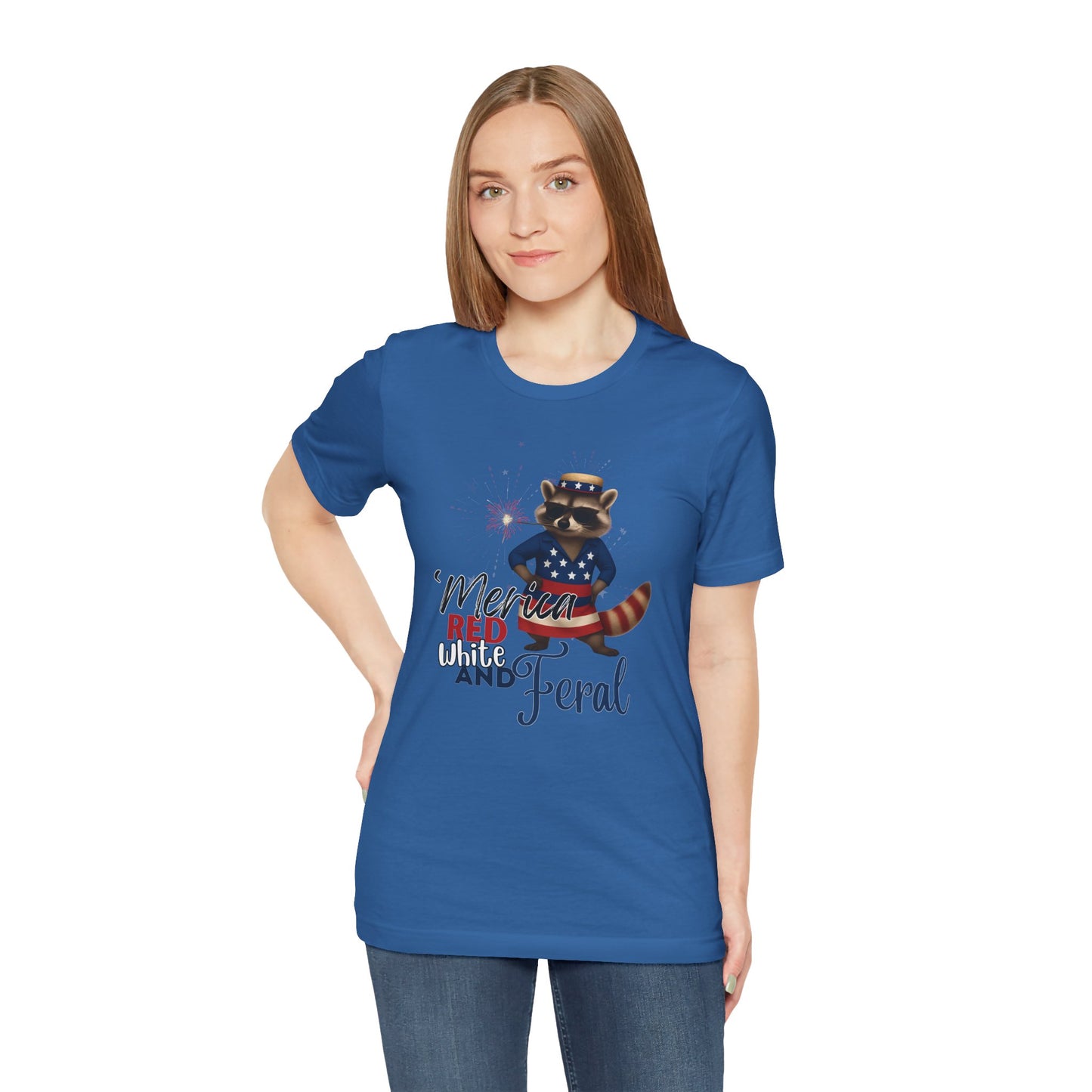 Patriotic T-Shirt, 'Merica Red White and Feral Shirt, Adult Humor Tshirt, July 4th T shirt, Independence Day, Red White and Blue, Racoon Tee