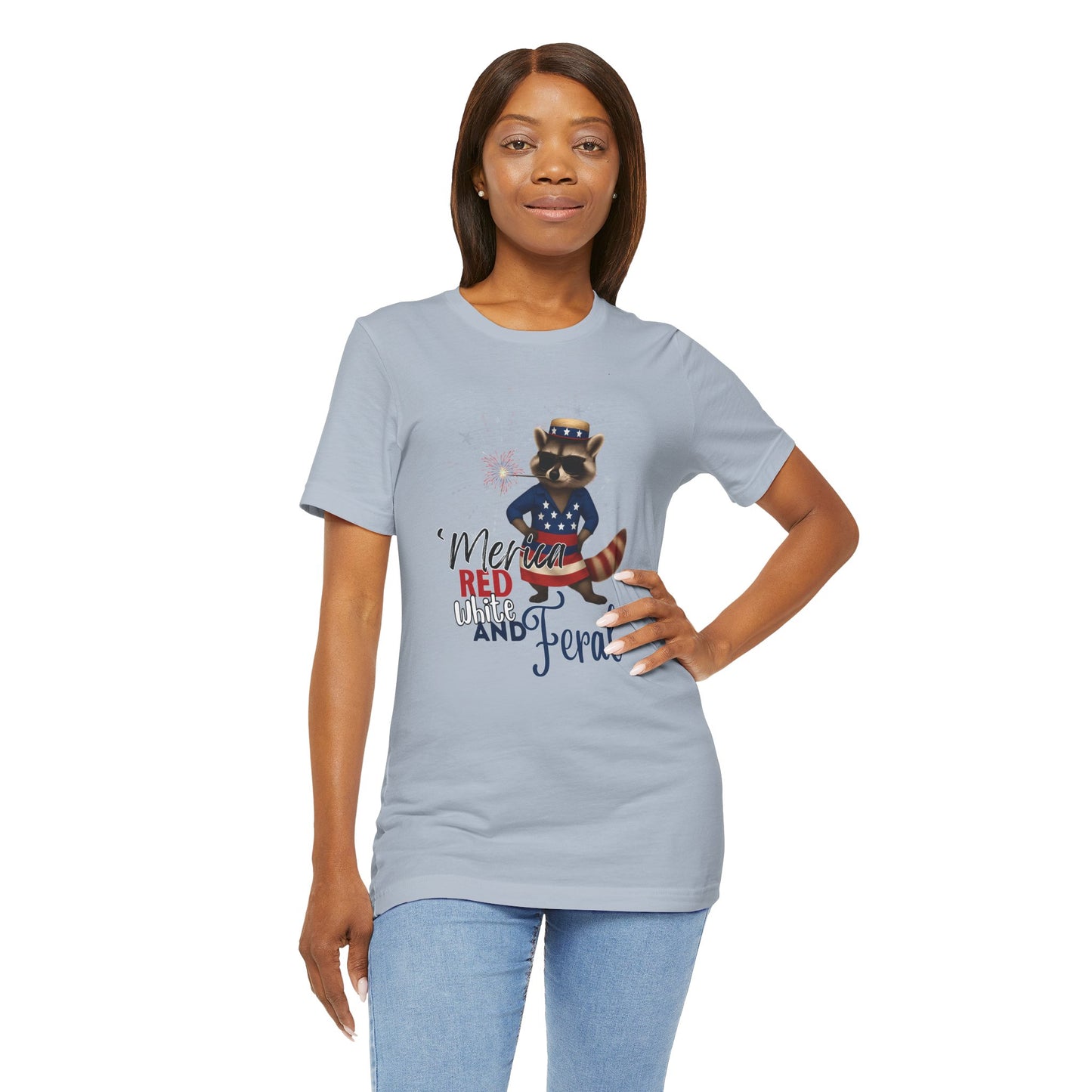 Patriotic T-Shirt, 'Merica Red White and Feral Shirt, Adult Humor Tshirt, July 4th T shirt, Independence Day, Red White and Blue, Racoon Tee