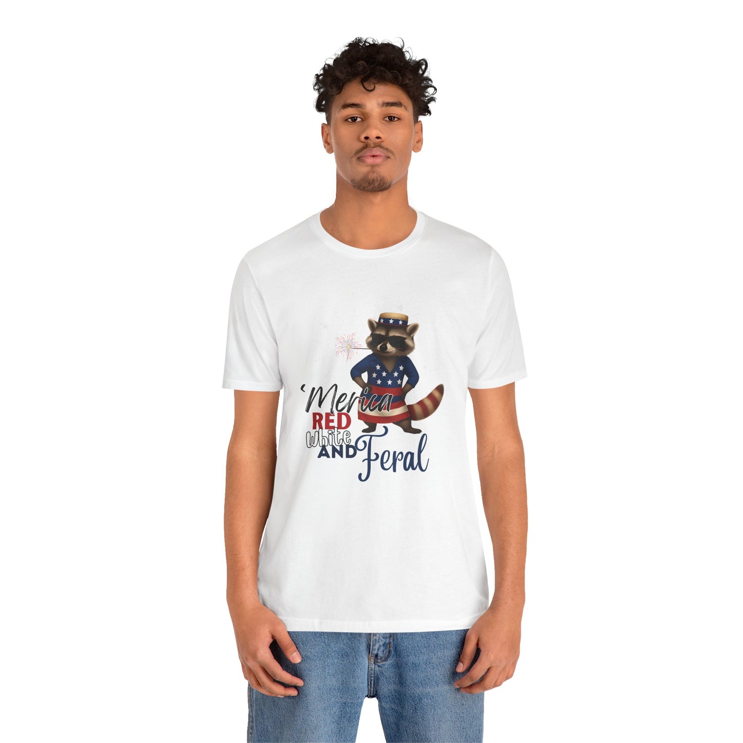 Patriotic T-Shirt, 'Merica Red White and Feral Shirt, Adult Humor Tshirt, July 4th T shirt, Independence Day, Red White and Blue, Racoon Tee