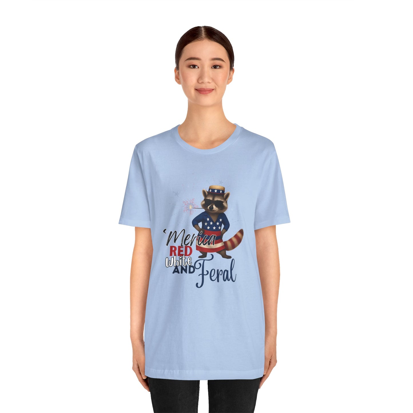 Patriotic T-Shirt, 'Merica Red White and Feral Shirt, Adult Humor Tshirt, July 4th T shirt, Independence Day, Red White and Blue, Racoon Tee