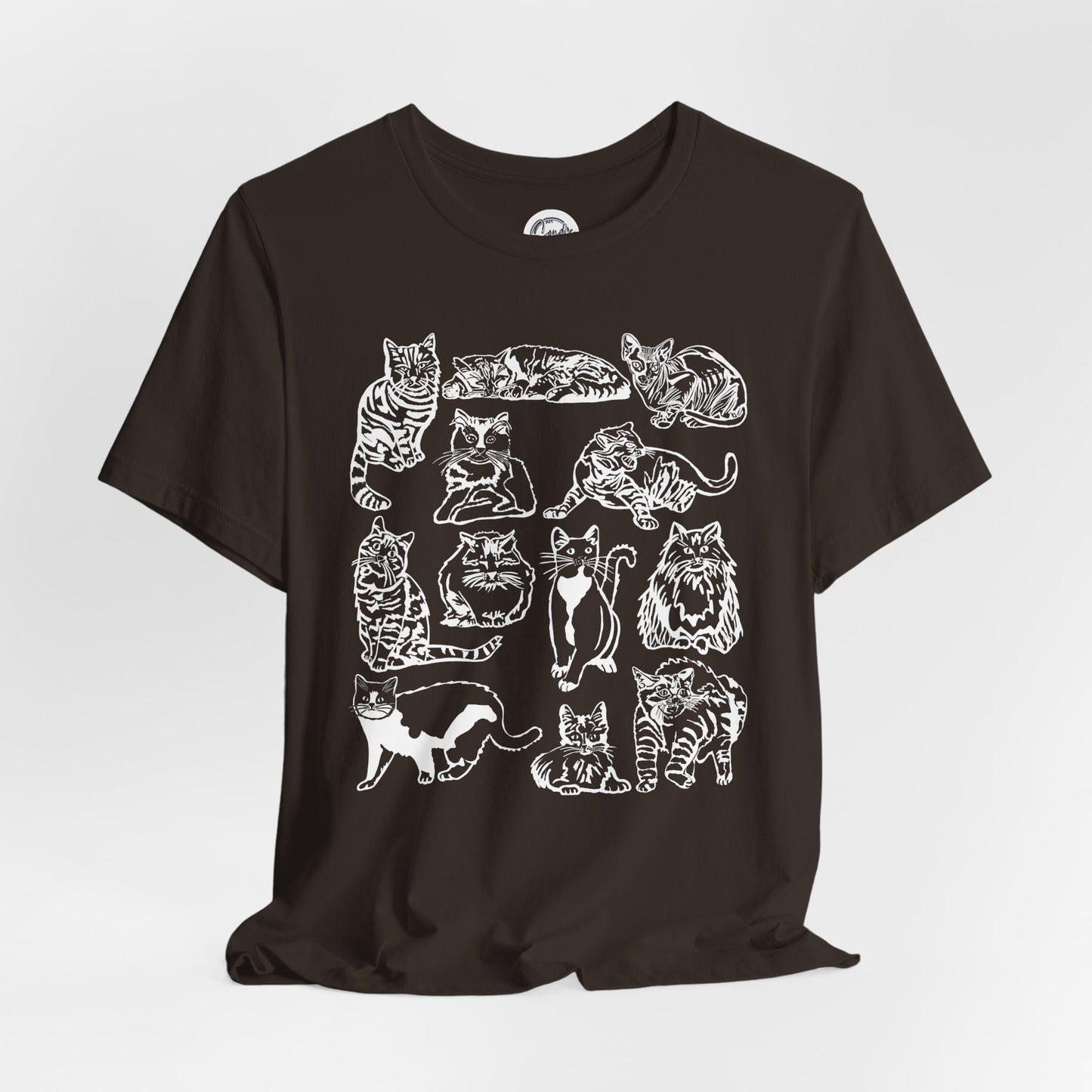 Cat Lover T-Shirt Gift for Cat Owner T Shirt with Cats, Cat Graphic Tee for Cat Lovers Top for Women, Cat T-shirt for Men, Striped Cat Shirt