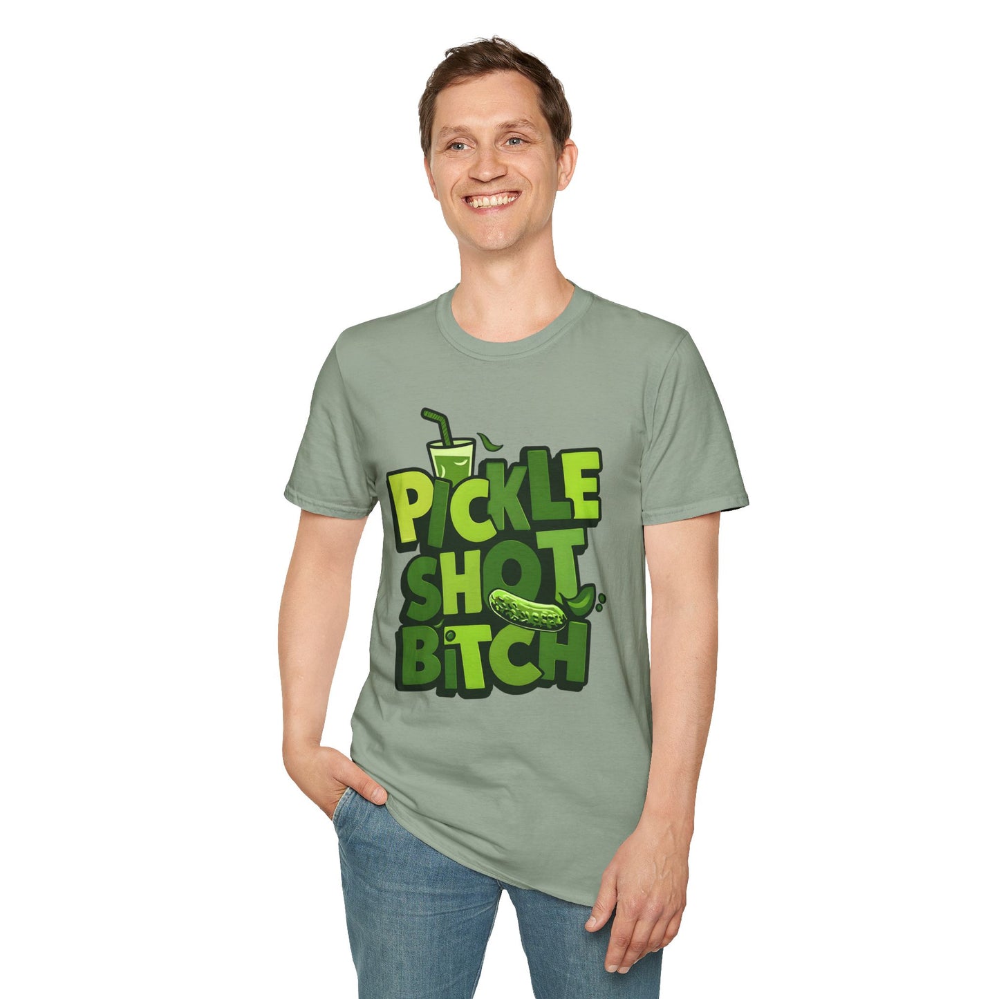 Pickle Shot Bitch T-Shirt, Pickle Shirt, Shot Tshirt, Fun Party T Shirt, Retro Bartender Shirt, Gift for Shot Lovers, Gift for Pickle Lover