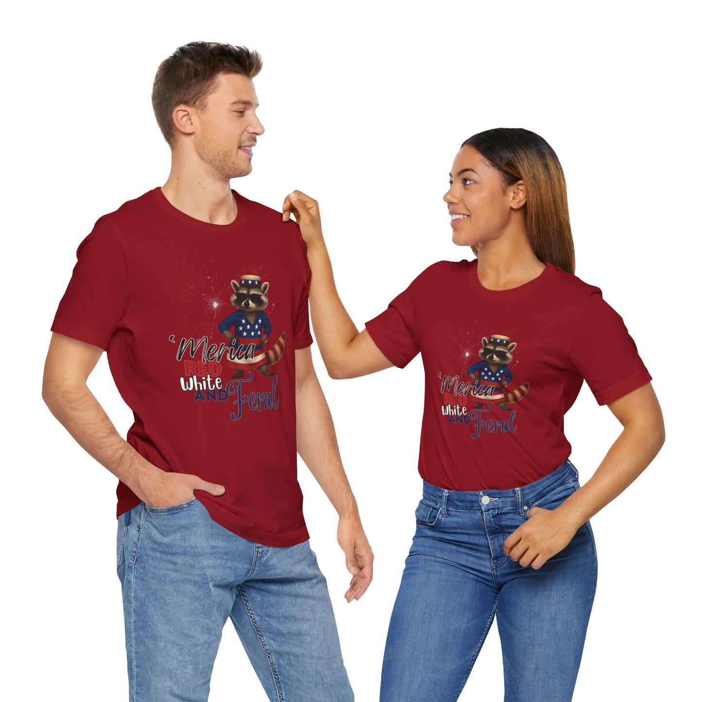 Patriotic T-Shirt, 'Merica Red White and Feral Shirt, Adult Humor Tshirt, July 4th T shirt, Independence Day, Red White and Blue, Racoon Tee