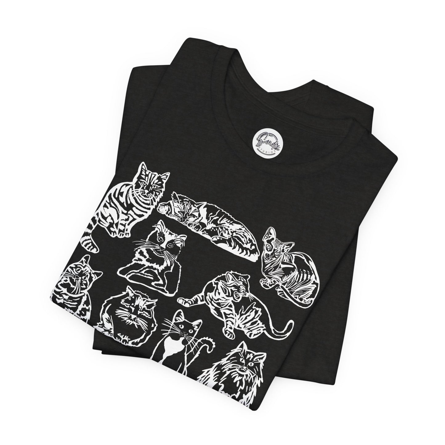 Cat Lover T-Shirt Gift for Cat Owner T Shirt with Cats, Cat Graphic Tee for Cat Lovers Top for Women, Cat T-shirt for Men, Striped Cat Shirt