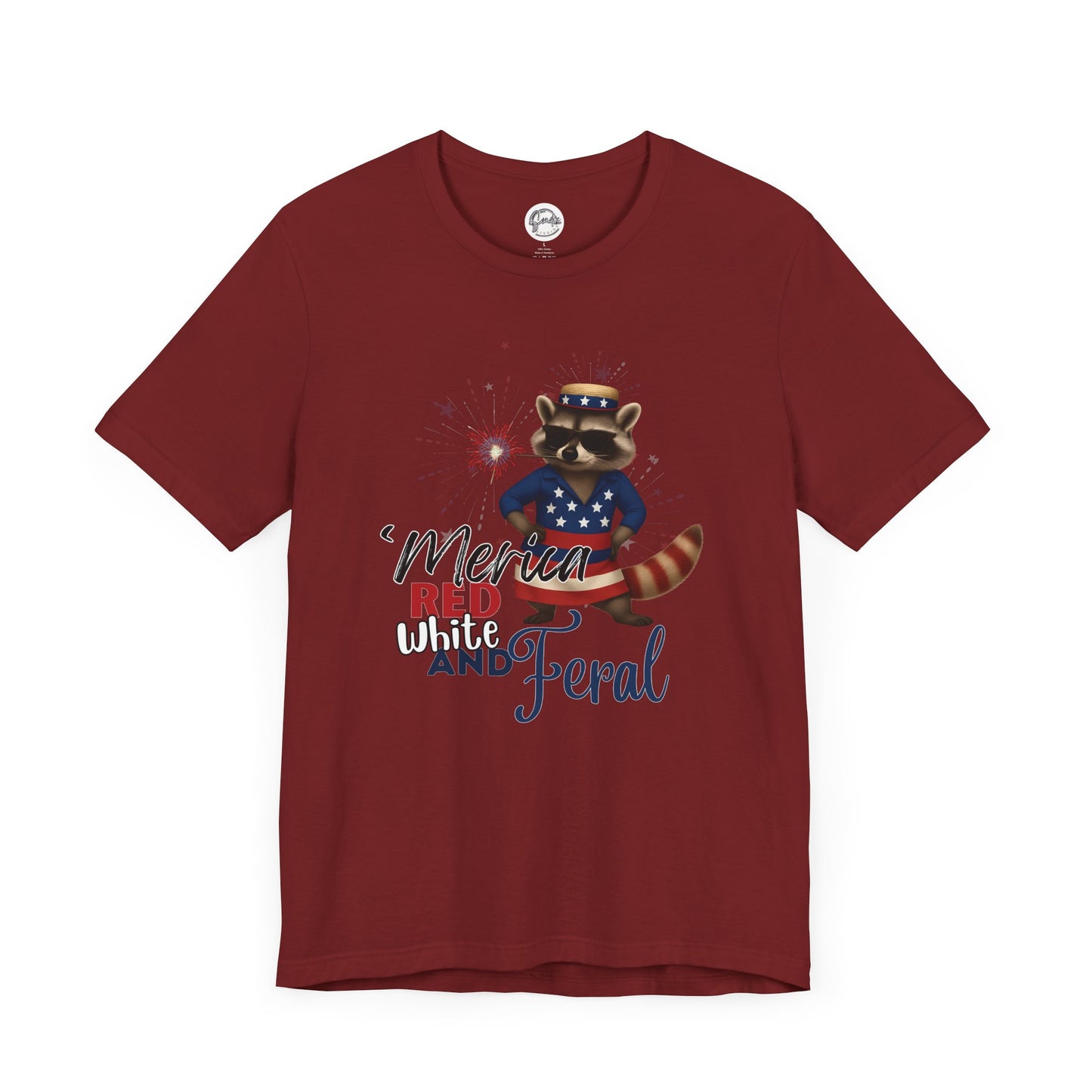 Patriotic T-Shirt, 'Merica Red White and Feral Shirt, Adult Humor Tshirt, July 4th T shirt, Independence Day, Red White and Blue, Racoon Tee