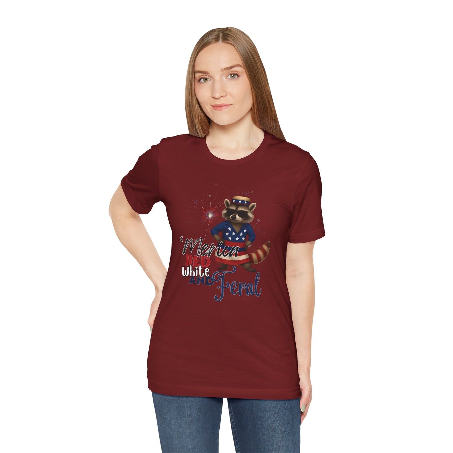 Patriotic T-Shirt, 'Merica Red White and Feral Shirt, Adult Humor Tshirt, July 4th T shirt, Independence Day, Red White and Blue, Racoon Tee