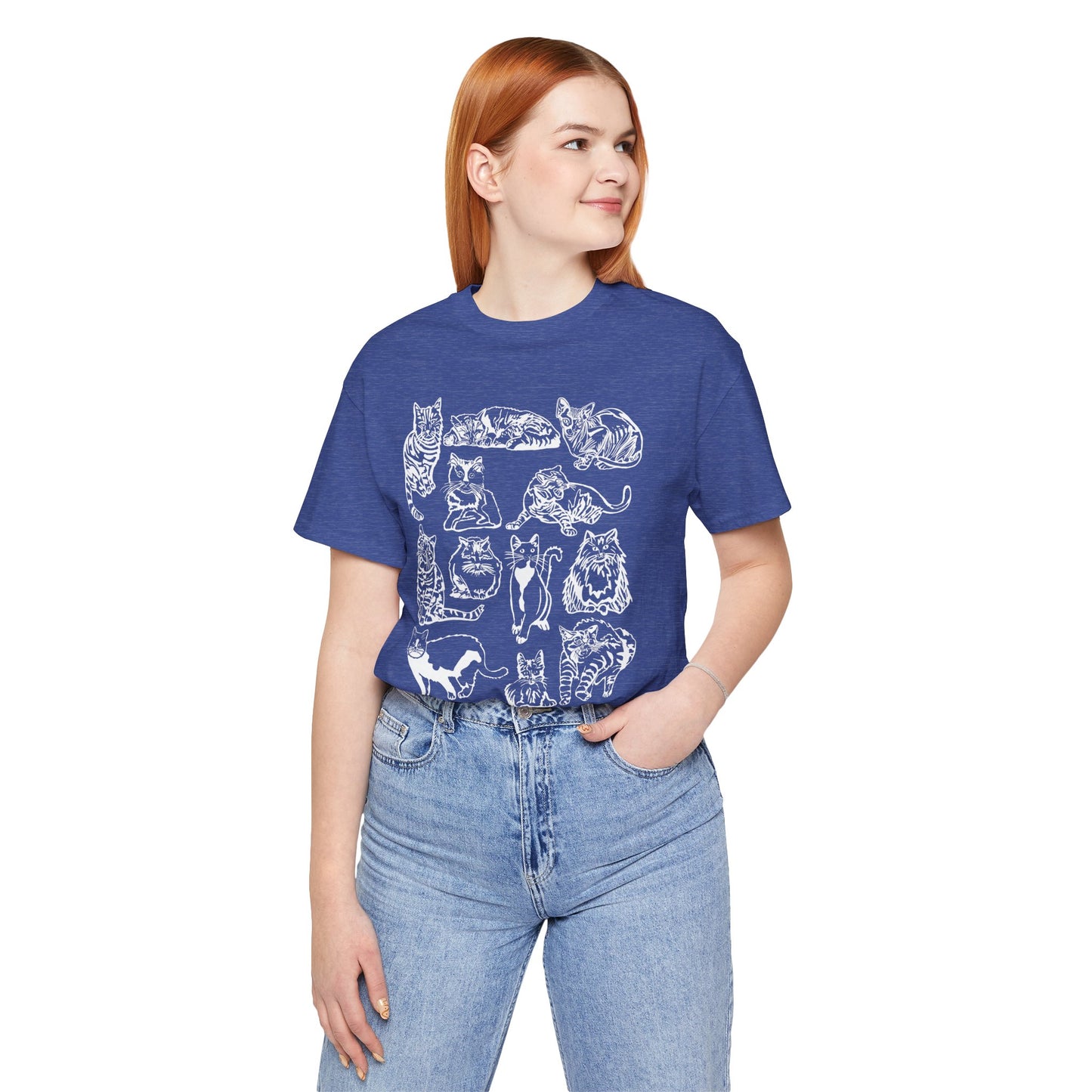 Cat Lover T-Shirt Gift for Cat Owner T Shirt with Cats, Cat Graphic Tee for Cat Lovers Top for Women, Cat T-shirt for Men, Striped Cat Shirt