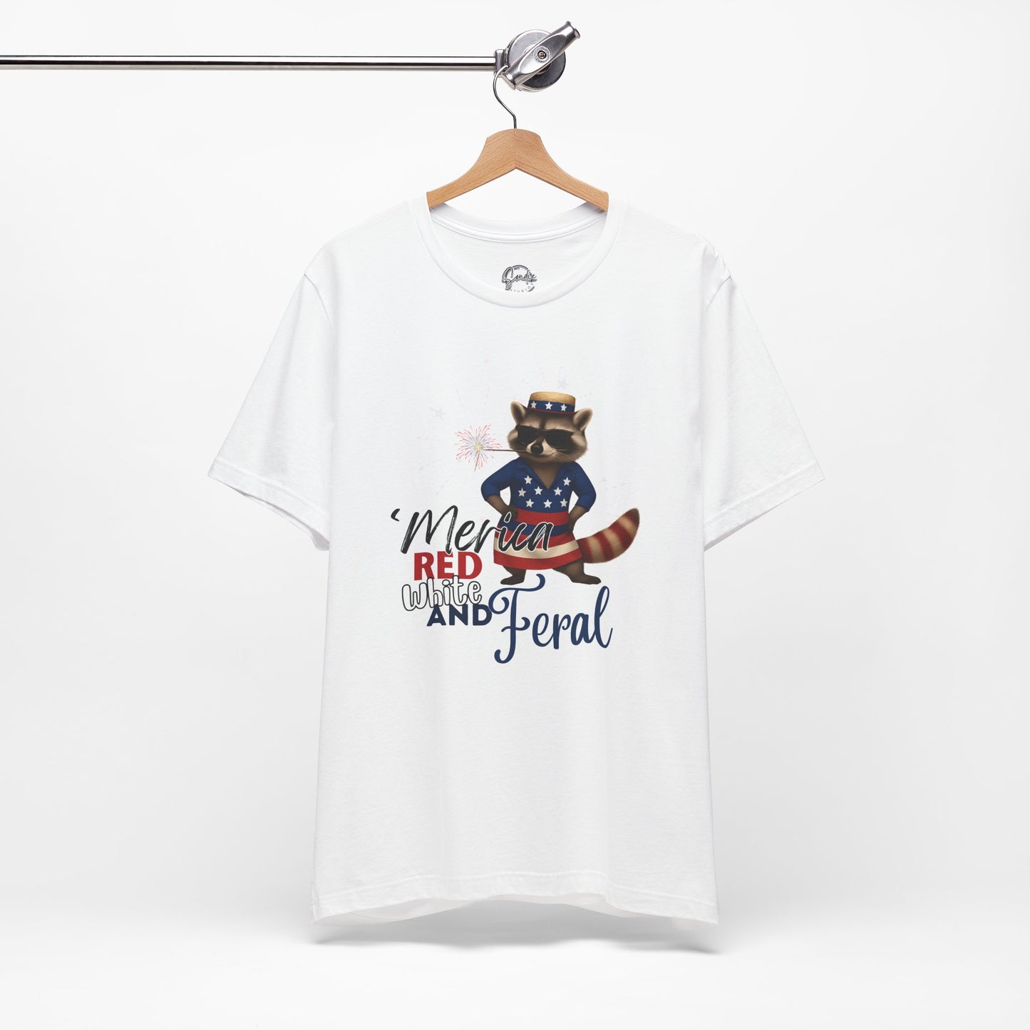 Patriotic T-Shirt, 'Merica Red White and Feral Shirt, Adult Humor Tshirt, July 4th T shirt, Independence Day, Red White and Blue, Racoon Tee