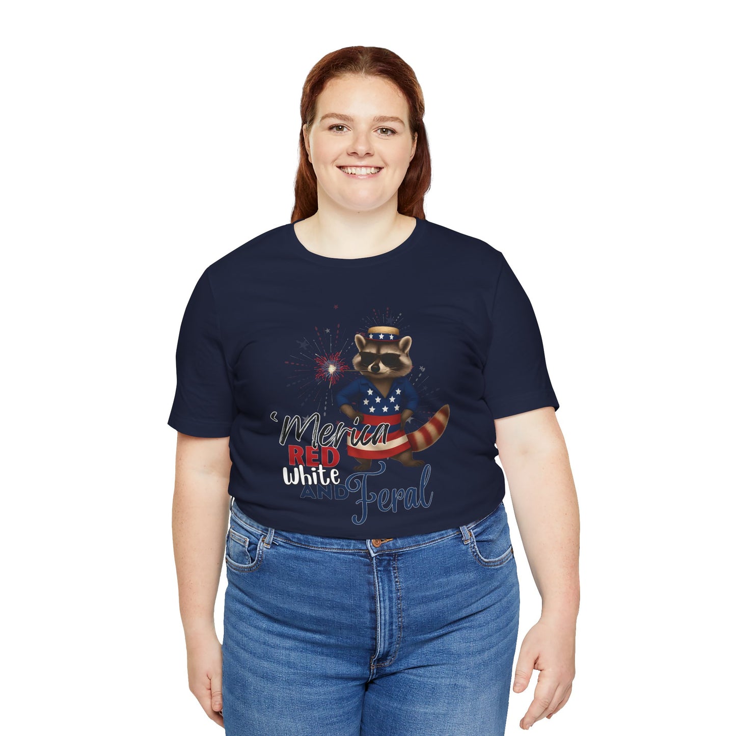 Patriotic T-Shirt, 'Merica Red White and Feral Shirt, Adult Humor Tshirt, July 4th T shirt, Independence Day, Red White and Blue, Racoon Tee