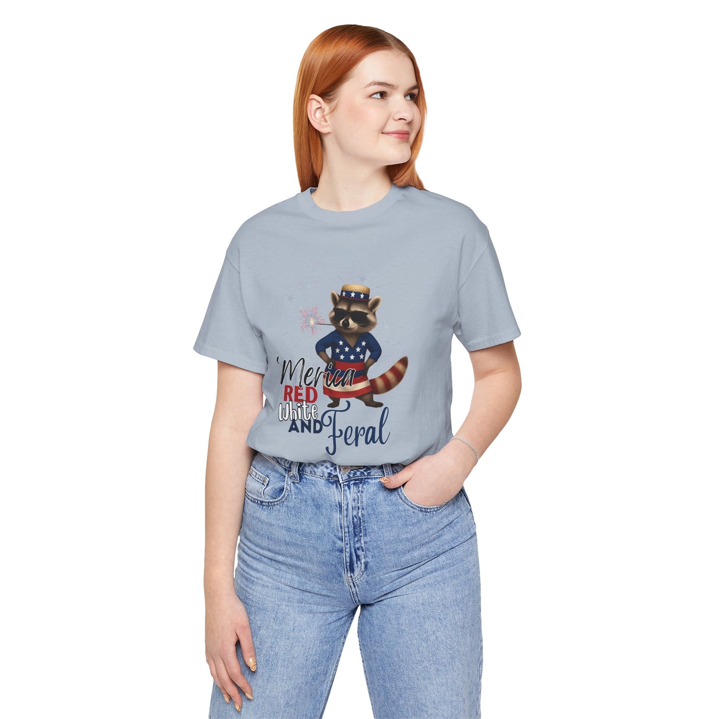 Patriotic T-Shirt, 'Merica Red White and Feral Shirt, Adult Humor Tshirt, July 4th T shirt, Independence Day, Red White and Blue, Racoon Tee