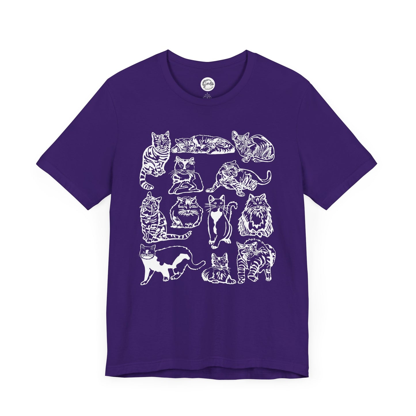 Cat Lover T-Shirt Gift for Cat Owner T Shirt with Cats, Cat Graphic Tee for Cat Lovers Top for Women, Cat T-shirt for Men, Striped Cat Shirt