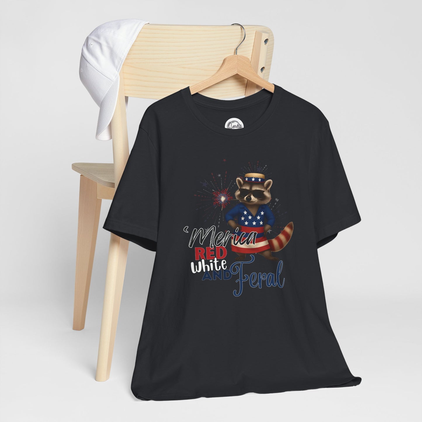 Patriotic T-Shirt, 'Merica Red White and Feral Shirt, Adult Humor Tshirt, July 4th T shirt, Independence Day, Red White and Blue, Racoon Tee