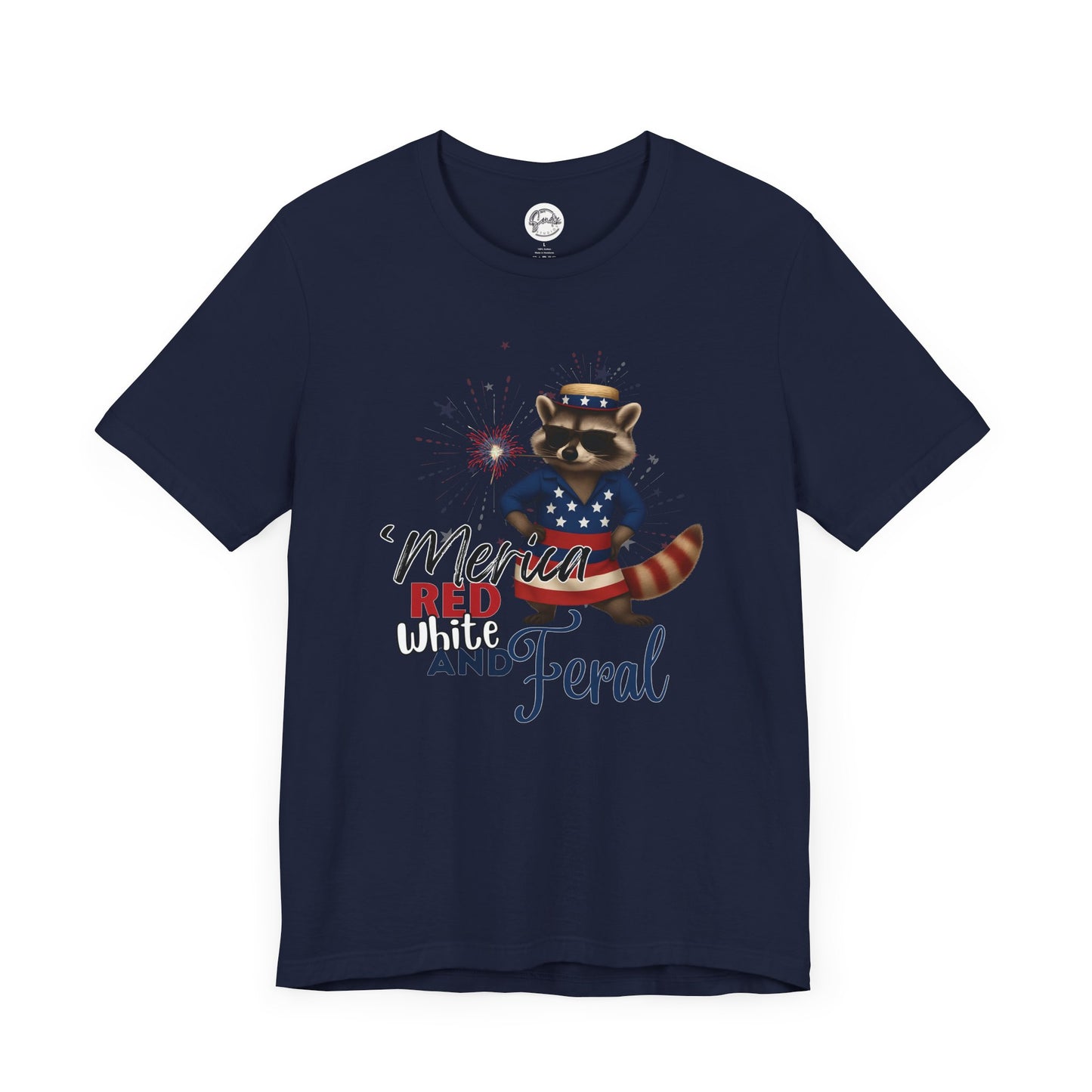 Patriotic T-Shirt, 'Merica Red White and Feral Shirt, Adult Humor Tshirt, July 4th T shirt, Independence Day, Red White and Blue, Racoon Tee