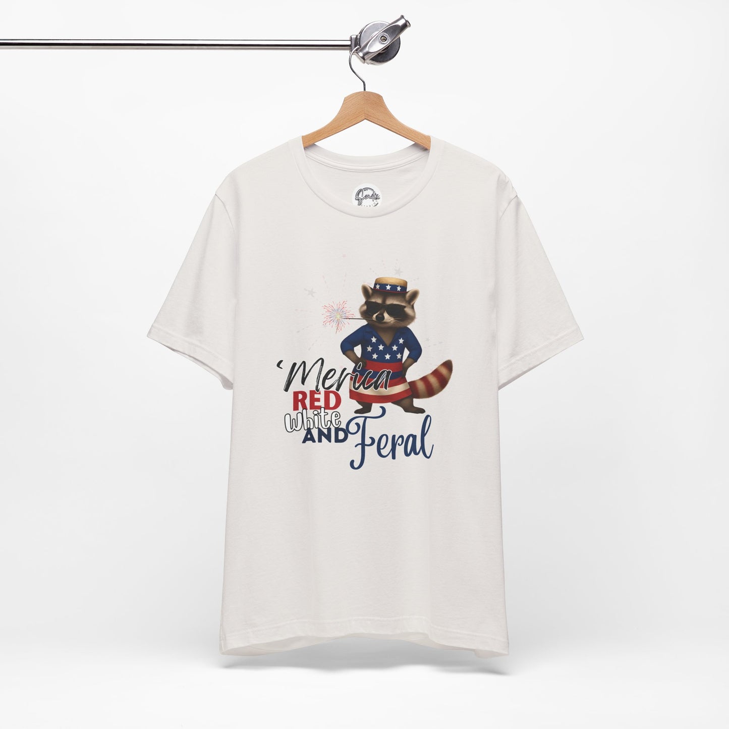 Patriotic T-Shirt, 'Merica Red White and Feral Shirt, Adult Humor Tshirt, July 4th T shirt, Independence Day, Red White and Blue, Racoon Tee