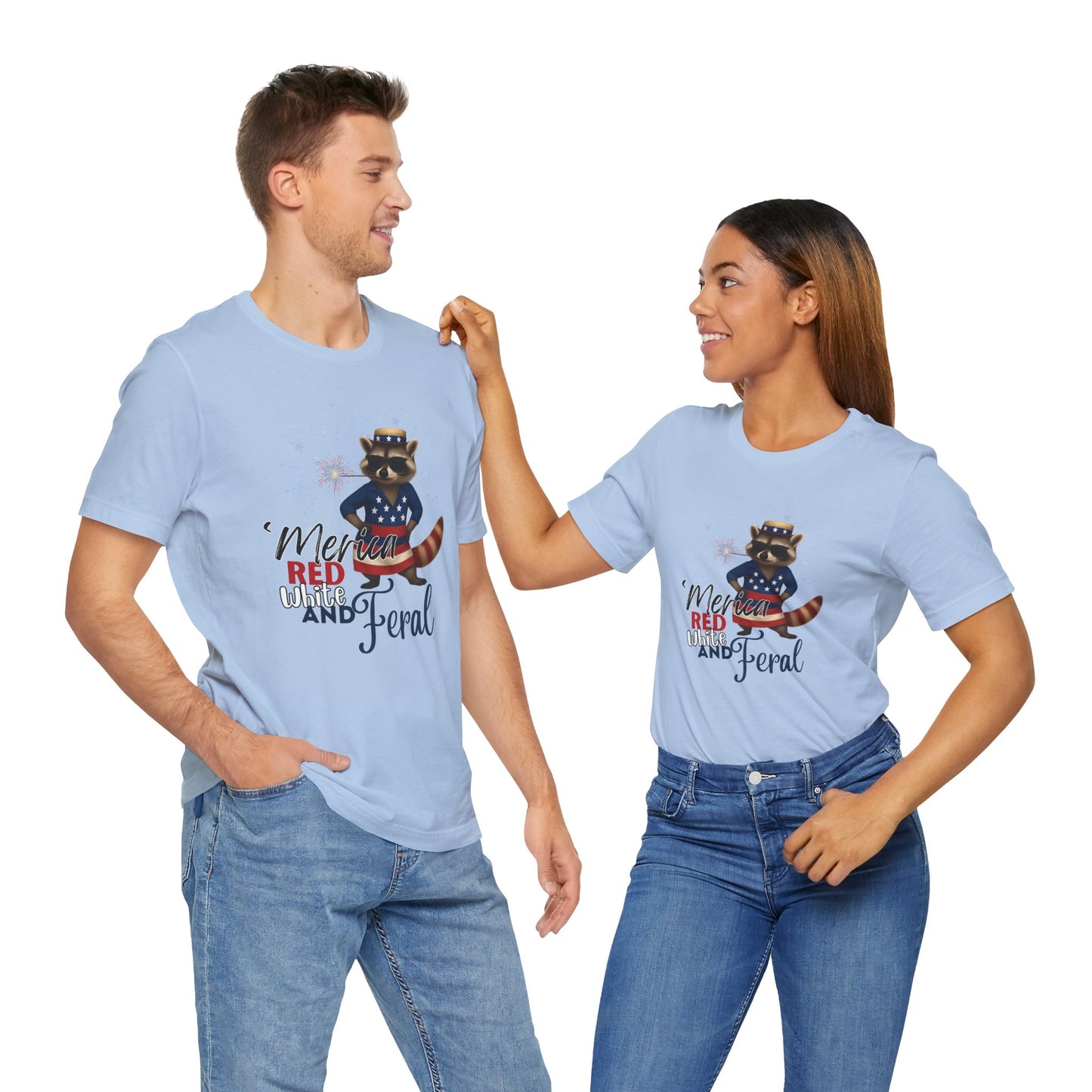 Patriotic T-Shirt, 'Merica Red White and Feral Shirt, Adult Humor Tshirt, July 4th T shirt, Independence Day, Red White and Blue, Racoon Tee