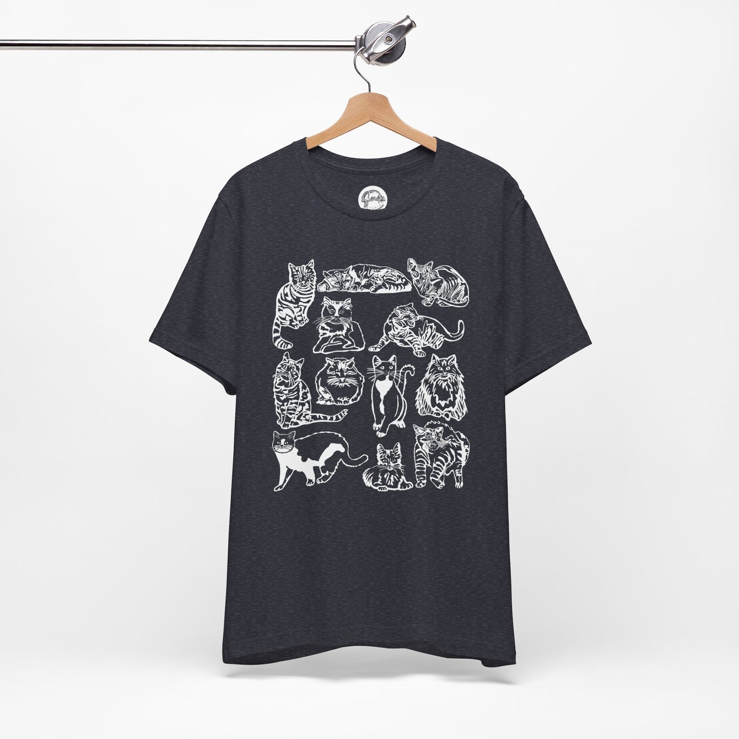 Cat Lover T-Shirt Gift for Cat Owner T Shirt with Cats, Cat Graphic Tee for Cat Lovers Top for Women, Cat T-shirt for Men, Striped Cat Shirt
