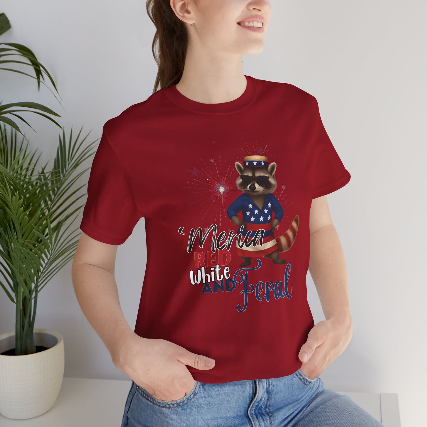 Patriotic T-Shirt, 'Merica Red White and Feral Shirt, Adult Humor Tshirt, July 4th T shirt, Independence Day, Red White and Blue, Racoon Tee