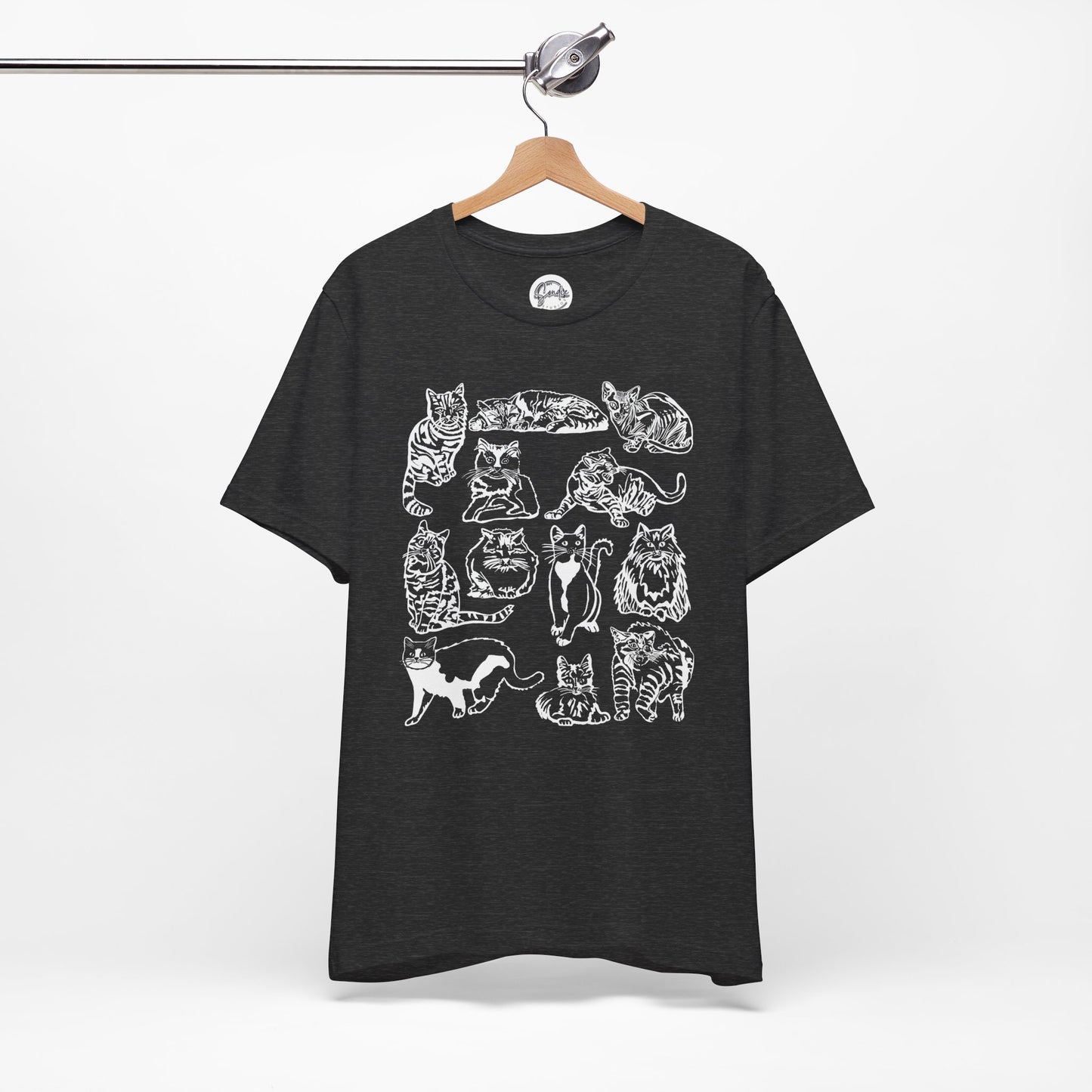 Cat Lover T-Shirt Gift for Cat Owner T Shirt with Cats, Cat Graphic Tee for Cat Lovers Top for Women, Cat T-shirt for Men, Striped Cat Shirt