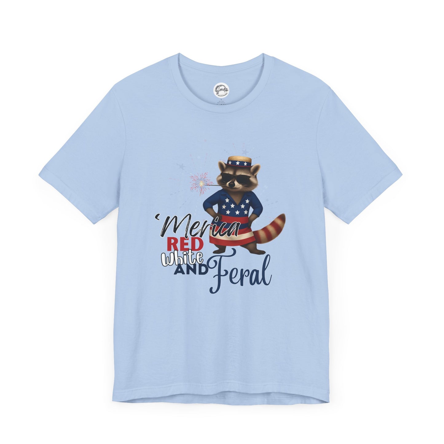 Patriotic T-Shirt, 'Merica Red White and Feral Shirt, Adult Humor Tshirt, July 4th T shirt, Independence Day, Red White and Blue, Racoon Tee