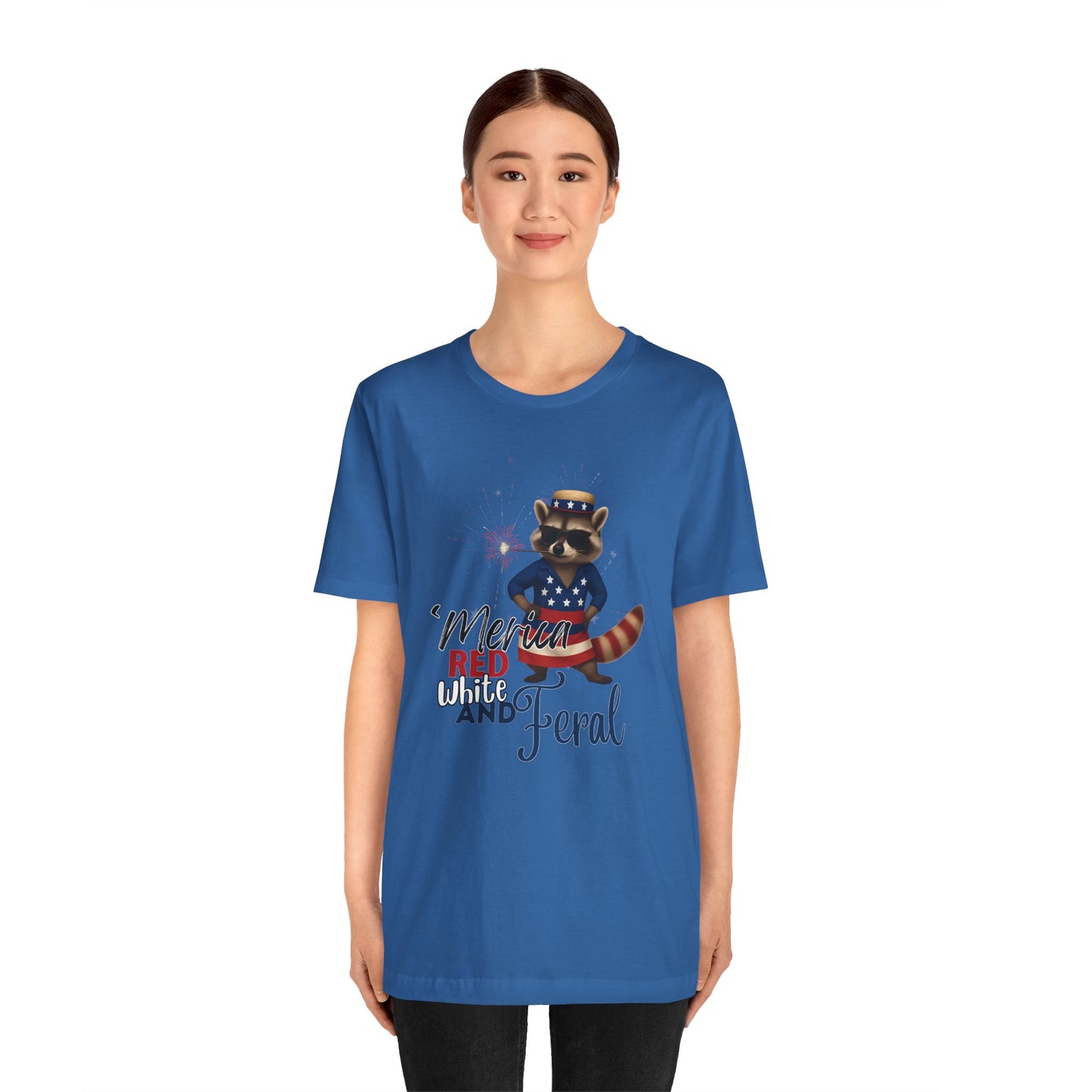Patriotic T-Shirt, 'Merica Red White and Feral Shirt, Adult Humor Tshirt, July 4th T shirt, Independence Day, Red White and Blue, Racoon Tee