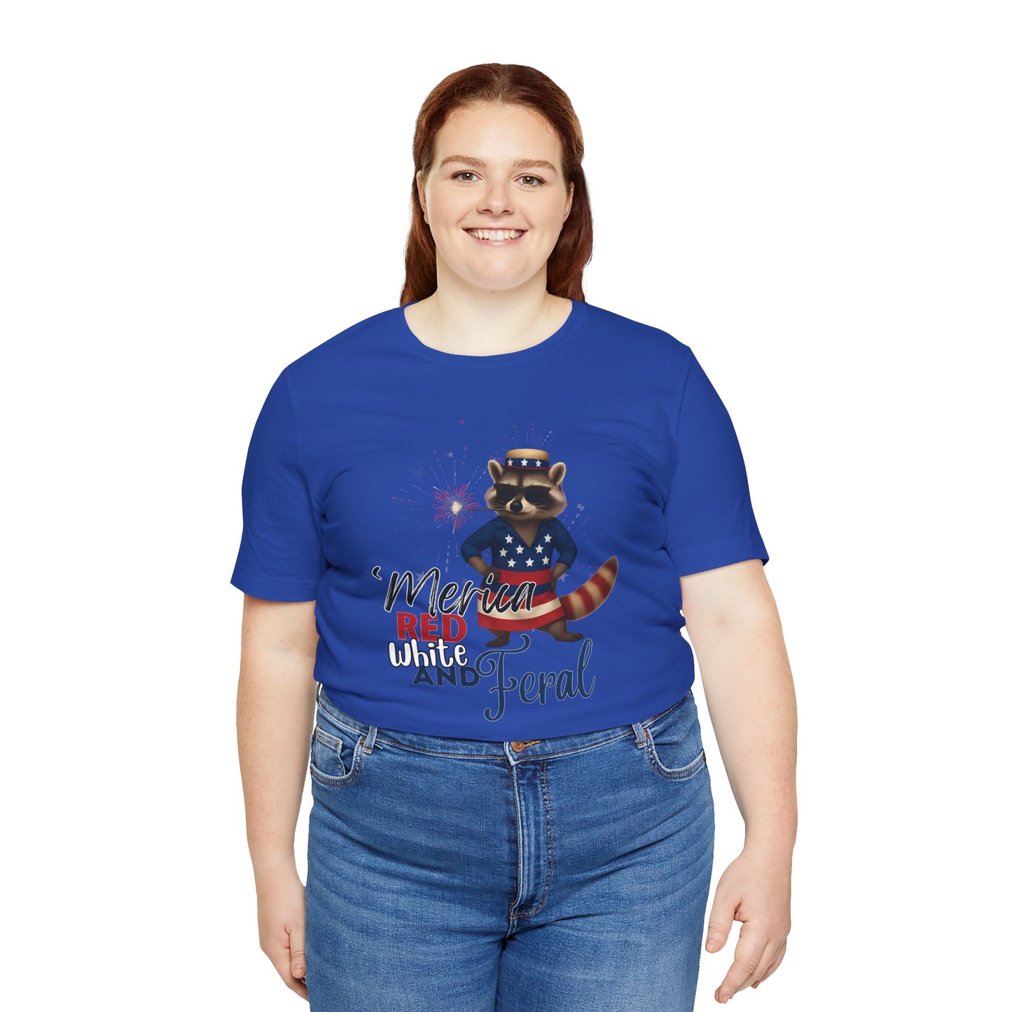 Patriotic T-Shirt, 'Merica Red White and Feral Shirt, Adult Humor Tshirt, July 4th T shirt, Independence Day, Red White and Blue, Racoon Tee