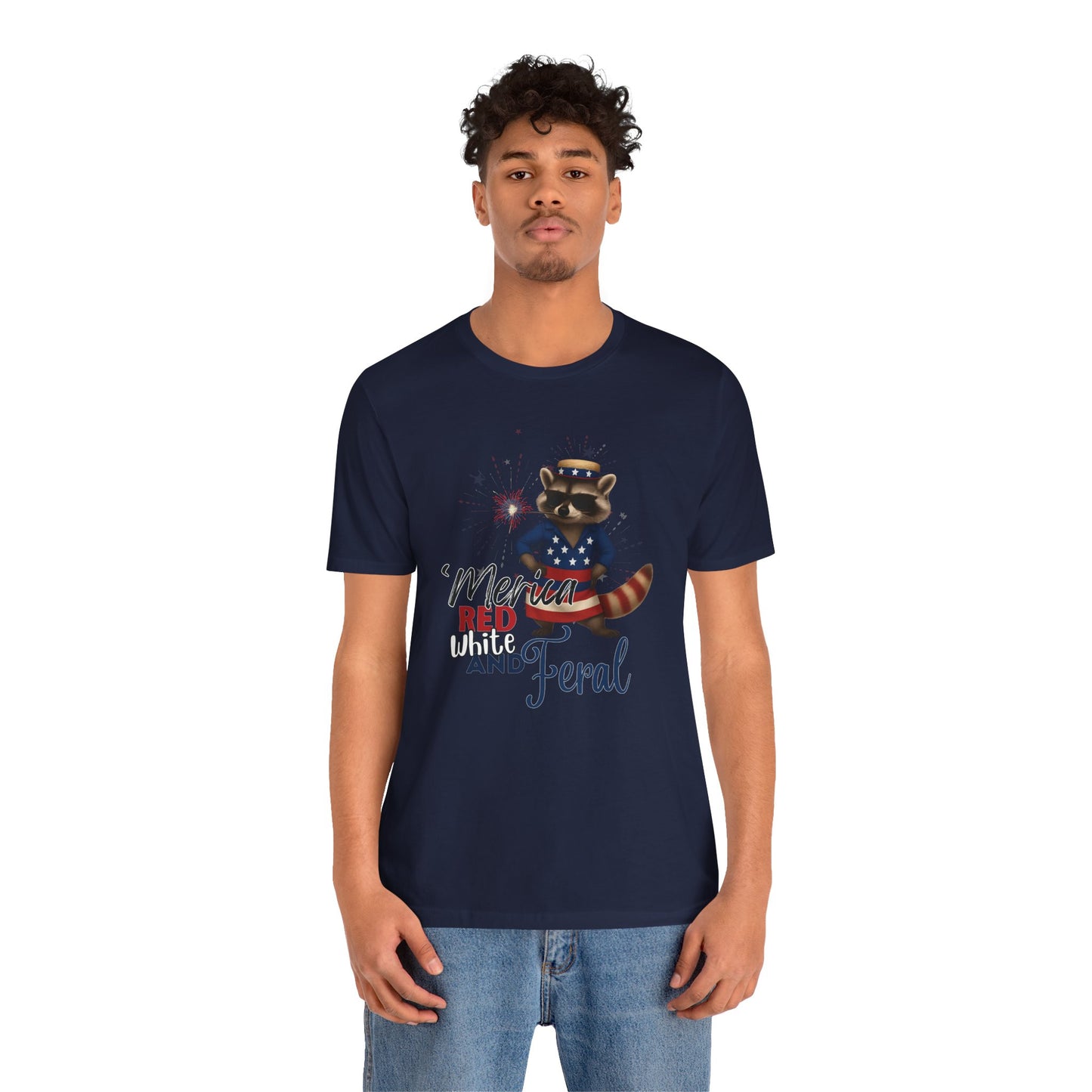 Patriotic T-Shirt, 'Merica Red White and Feral Shirt, Adult Humor Tshirt, July 4th T shirt, Independence Day, Red White and Blue, Racoon Tee