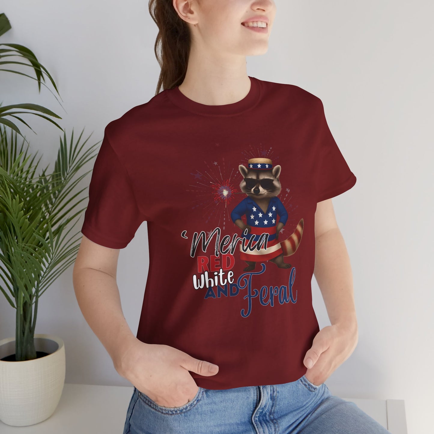 Patriotic T-Shirt, 'Merica Red White and Feral Shirt, Adult Humor Tshirt, July 4th T shirt, Independence Day, Red White and Blue, Racoon Tee