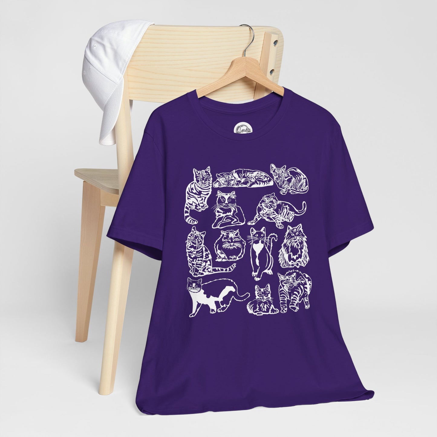 Cat Lover T-Shirt Gift for Cat Owner T Shirt with Cats, Cat Graphic Tee for Cat Lovers Top for Women, Cat T-shirt for Men, Striped Cat Shirt