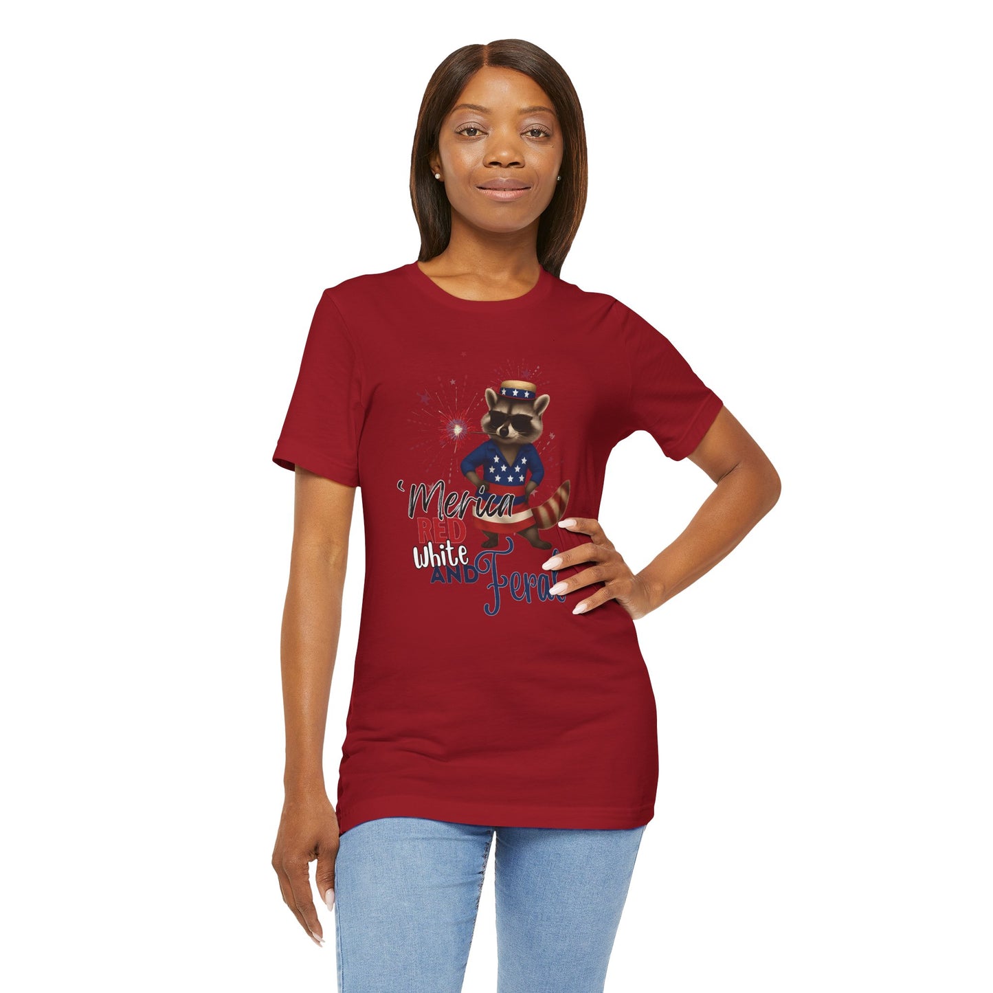 Patriotic T-Shirt, 'Merica Red White and Feral Shirt, Adult Humor Tshirt, July 4th T shirt, Independence Day, Red White and Blue, Racoon Tee