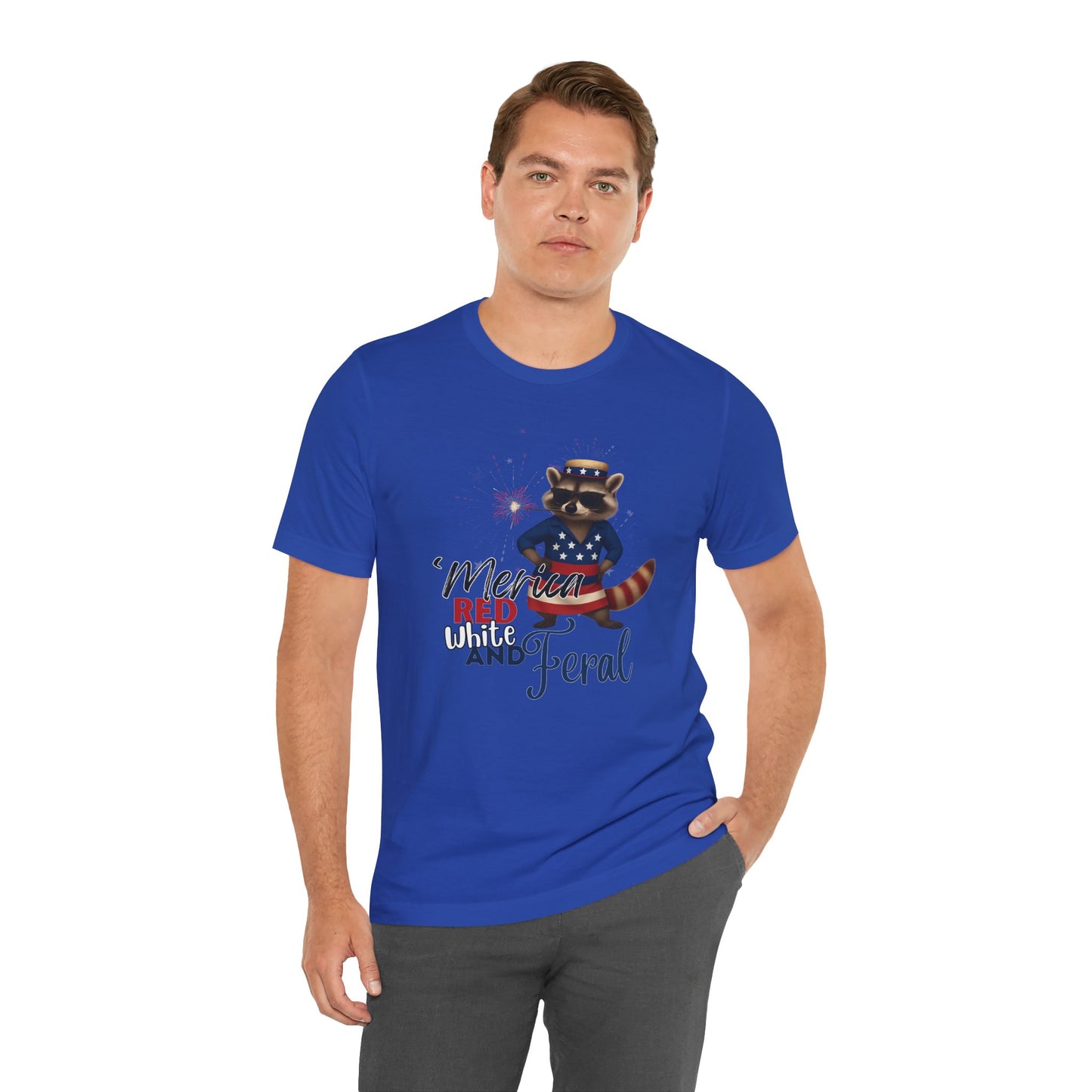Patriotic T-Shirt, 'Merica Red White and Feral Shirt, Adult Humor Tshirt, July 4th T shirt, Independence Day, Red White and Blue, Racoon Tee