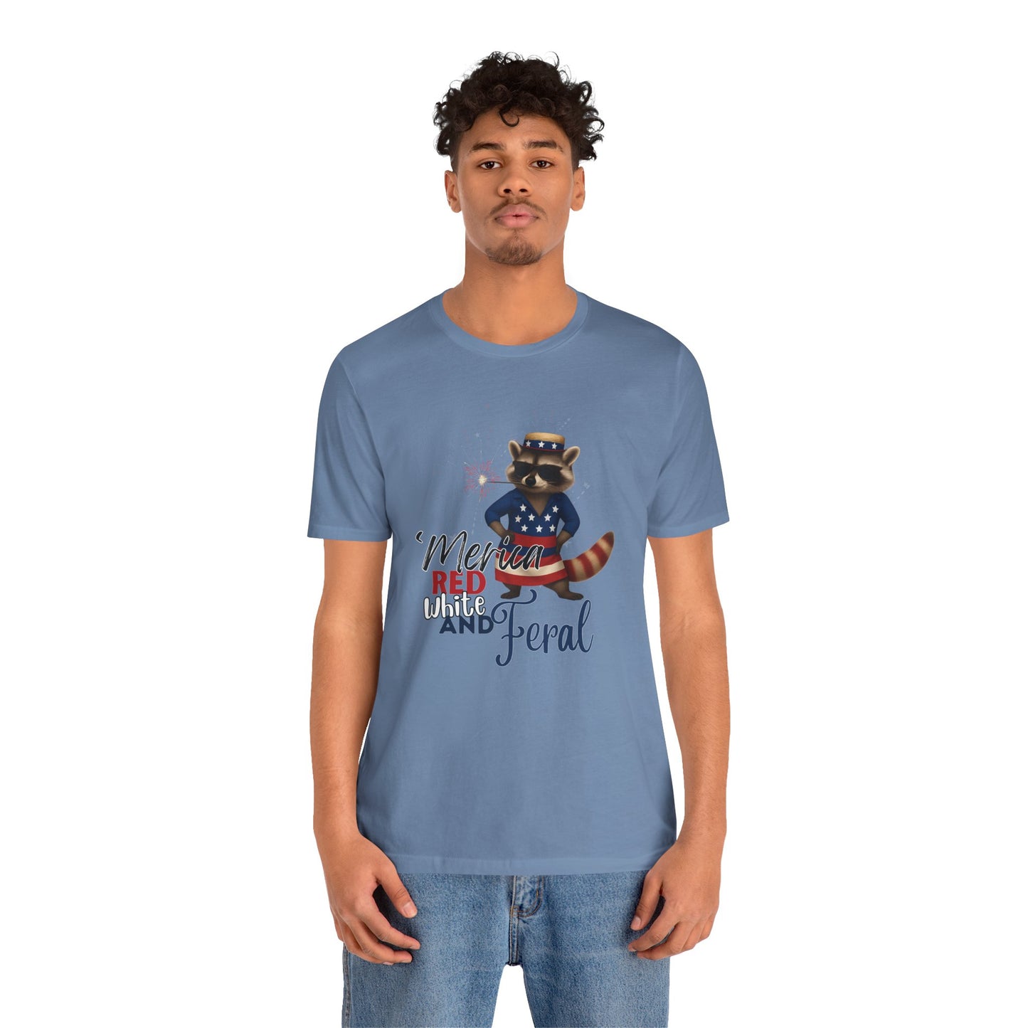 Patriotic T-Shirt, 'Merica Red White and Feral Shirt, Adult Humor Tshirt, July 4th T shirt, Independence Day, Red White and Blue, Racoon Tee