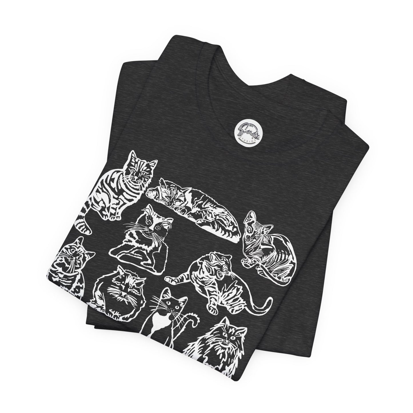 Cat Lover T-Shirt Gift for Cat Owner T Shirt with Cats, Cat Graphic Tee for Cat Lovers Top for Women, Cat T-shirt for Men, Striped Cat Shirt