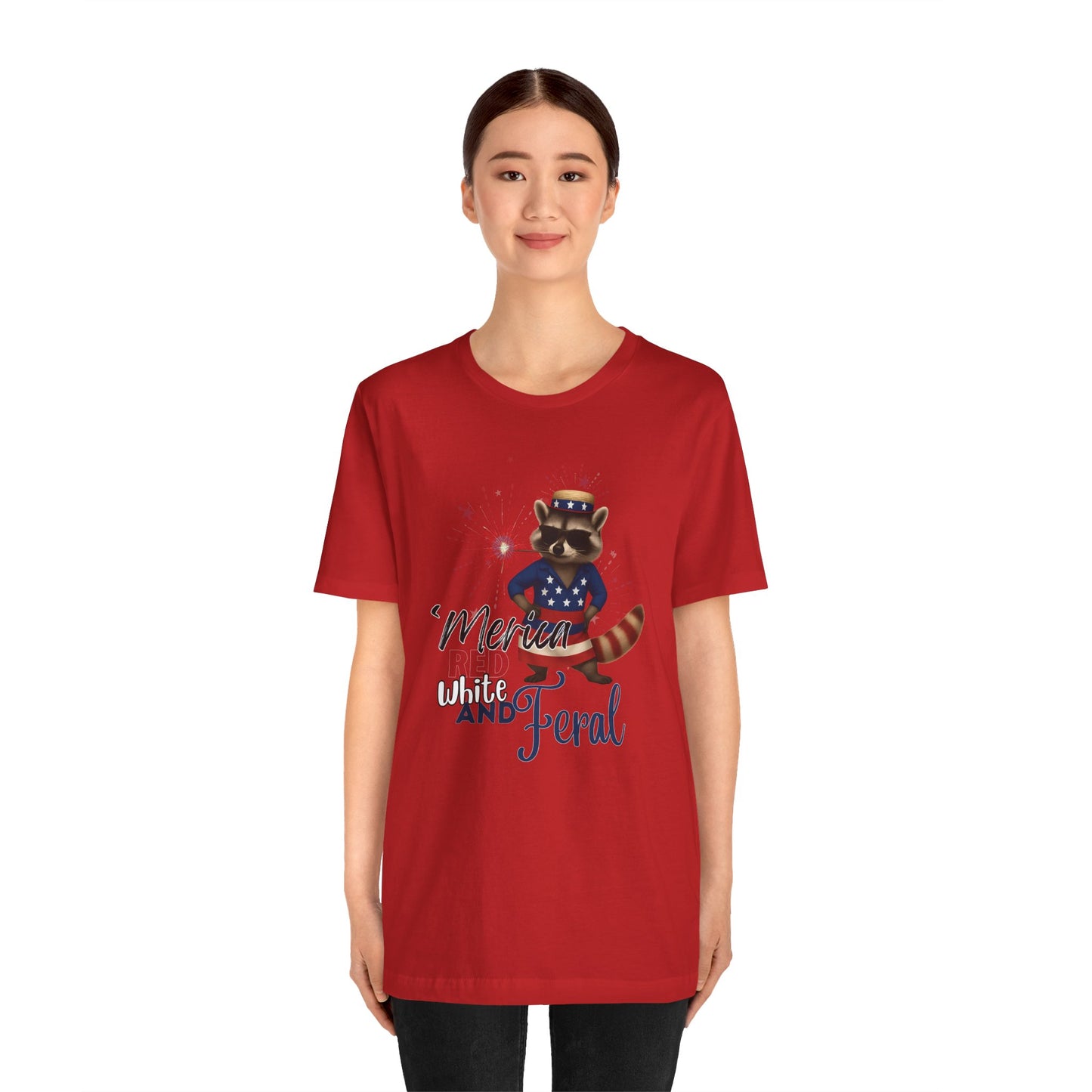 Patriotic T-Shirt, 'Merica Red White and Feral Shirt, Adult Humor Tshirt, July 4th T shirt, Independence Day, Red White and Blue, Racoon Tee