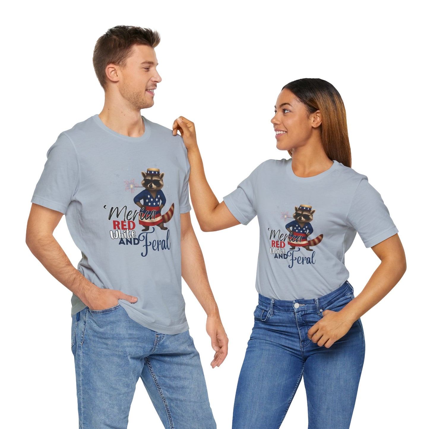 Patriotic T-Shirt, 'Merica Red White and Feral Shirt, Adult Humor Tshirt, July 4th T shirt, Independence Day, Red White and Blue, Racoon Tee