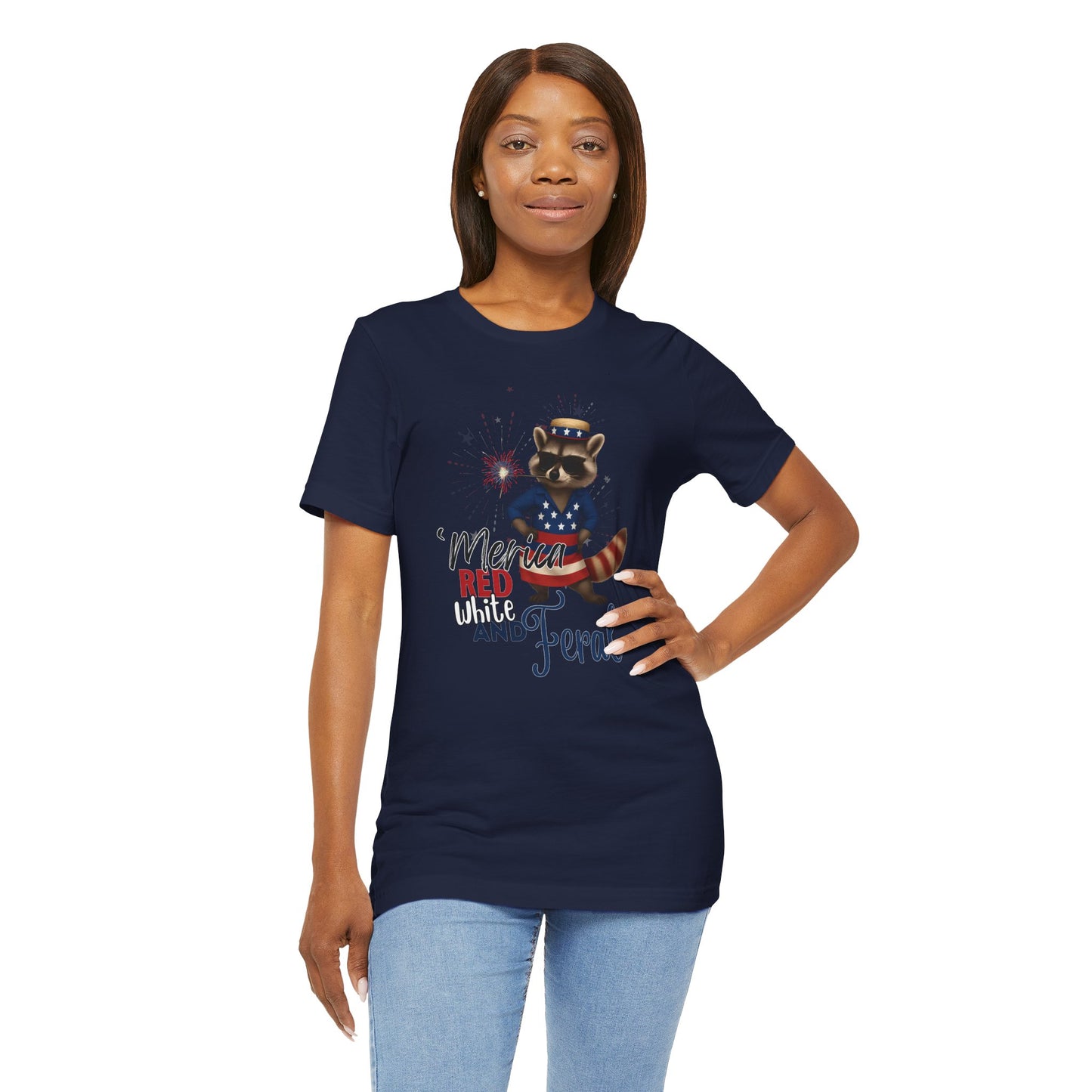 Patriotic T-Shirt, 'Merica Red White and Feral Shirt, Adult Humor Tshirt, July 4th T shirt, Independence Day, Red White and Blue, Racoon Tee